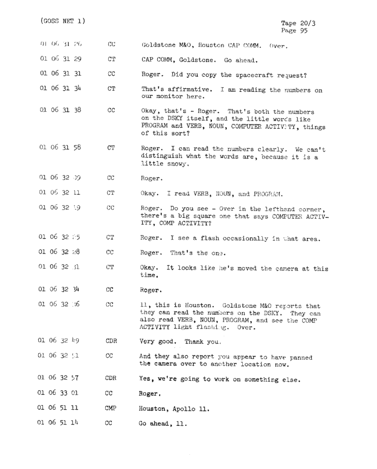 Page 97 of Apollo 11’s original transcript