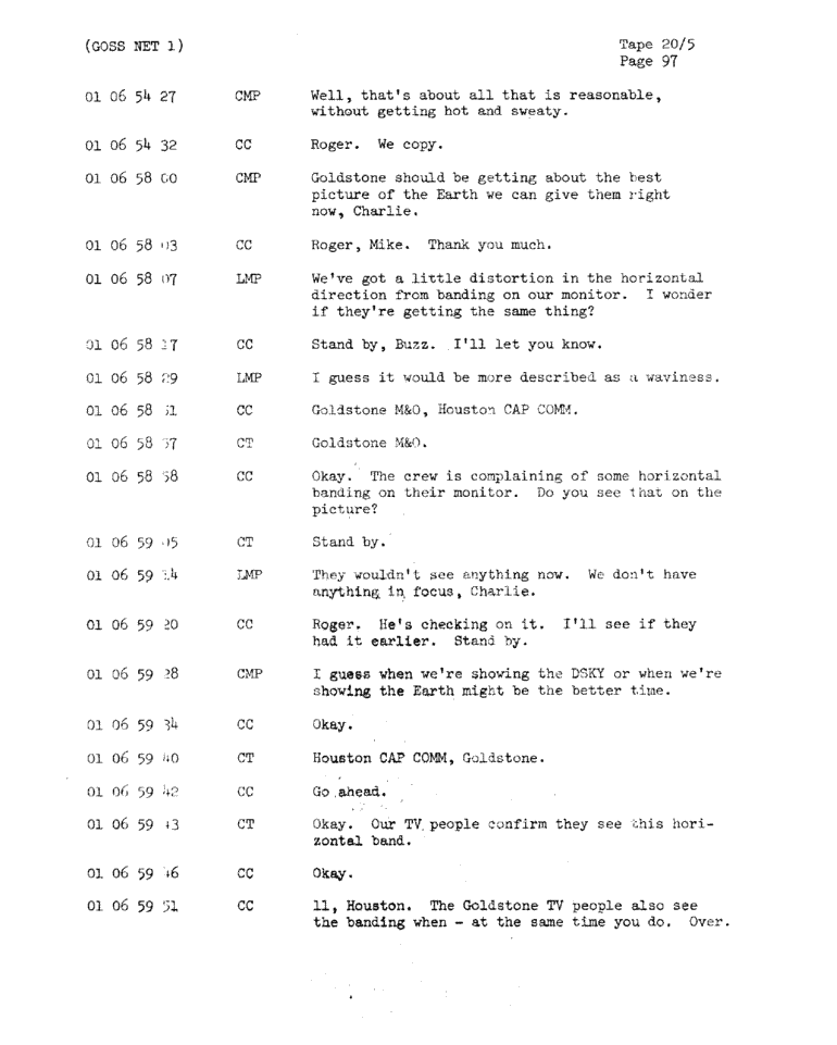 Page 99 of Apollo 11’s original transcript