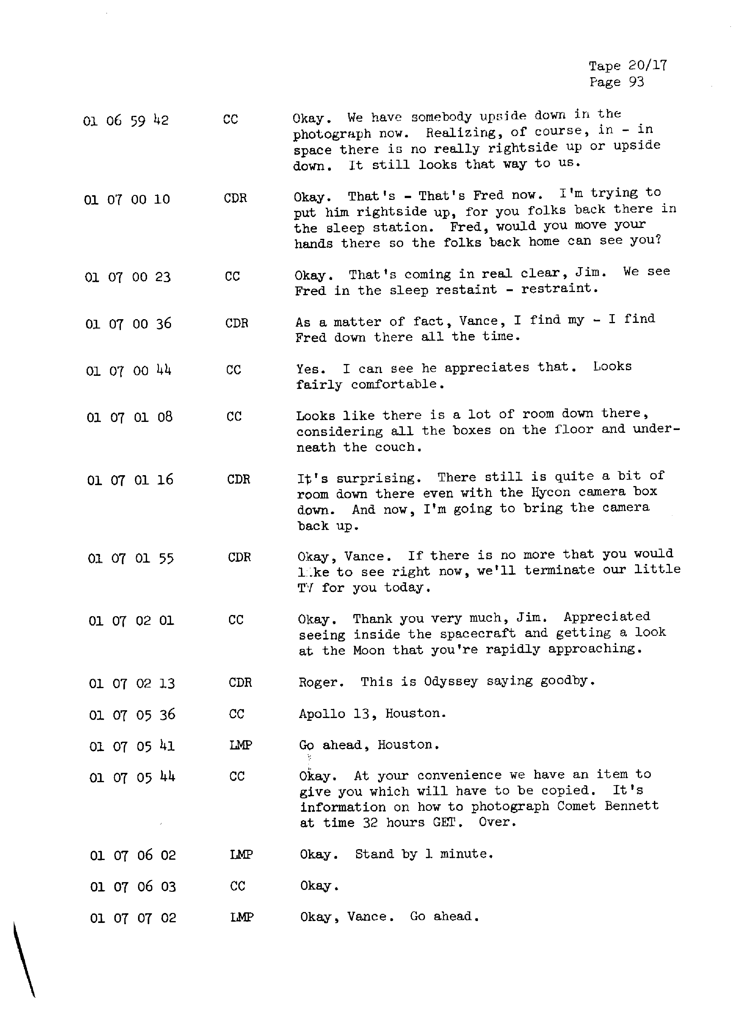 Page 100 of Apollo 13’s original transcript