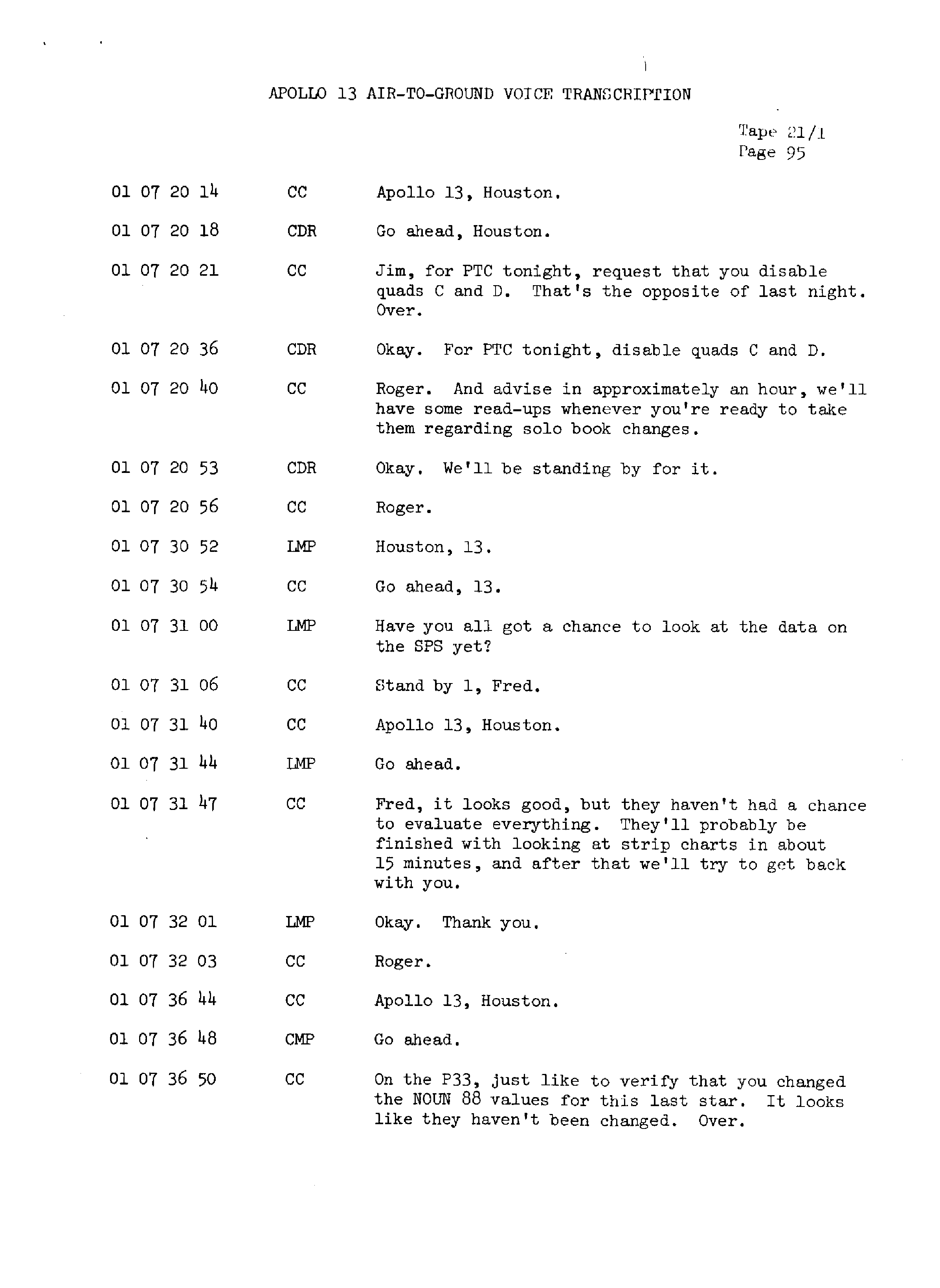 Page 102 of Apollo 13’s original transcript