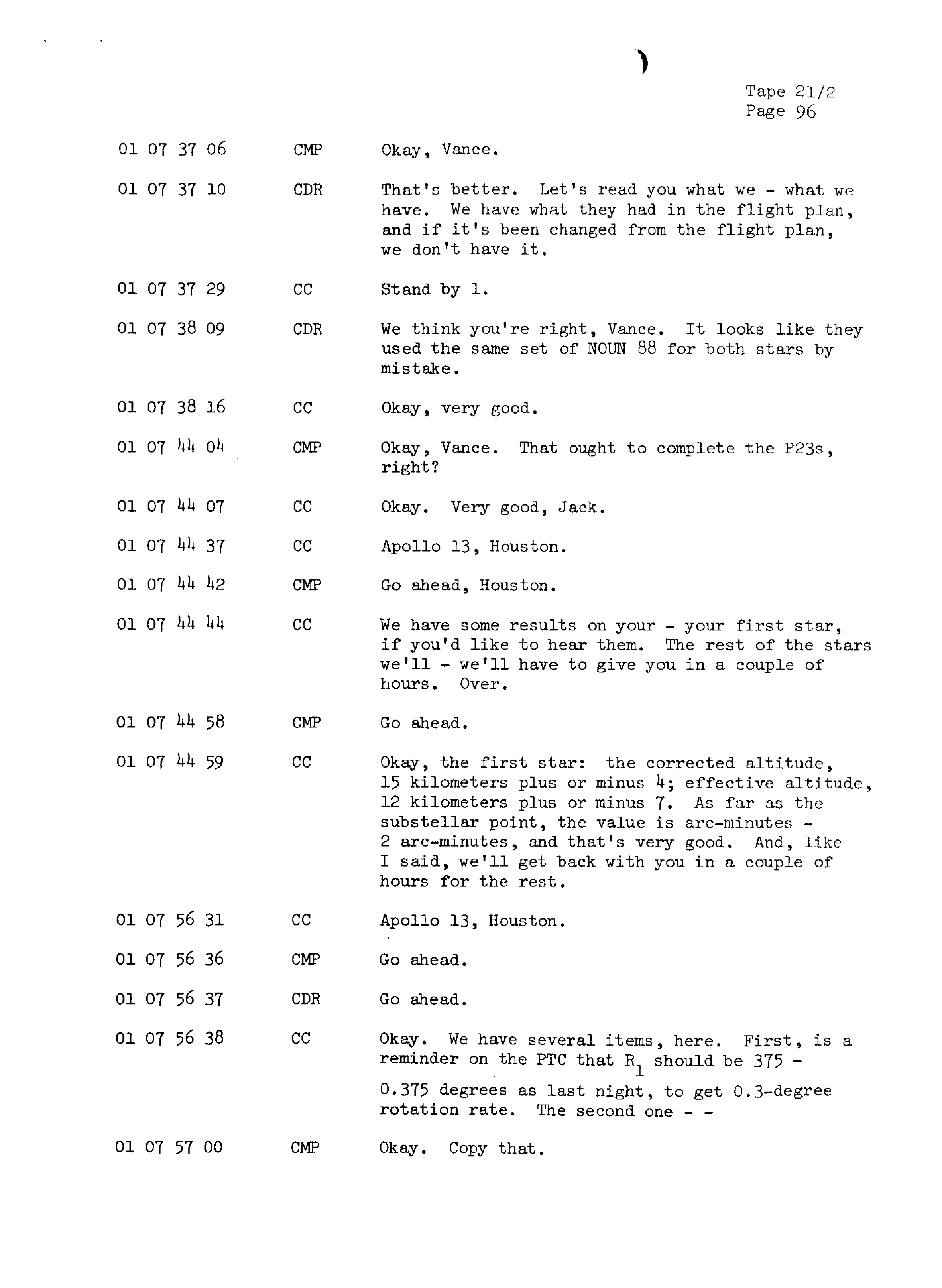 Page 103 of Apollo 13’s original transcript