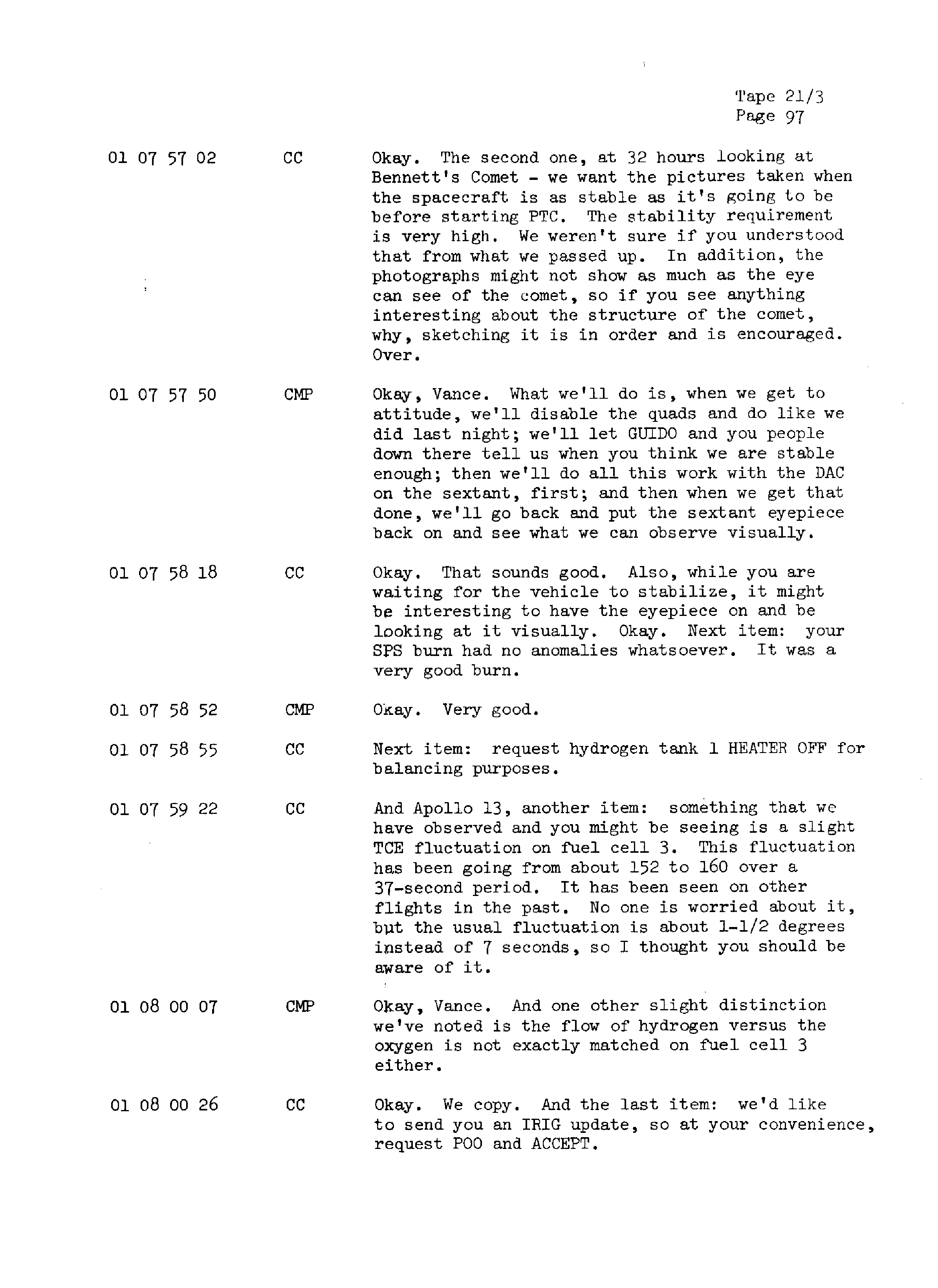 Page 104 of Apollo 13’s original transcript