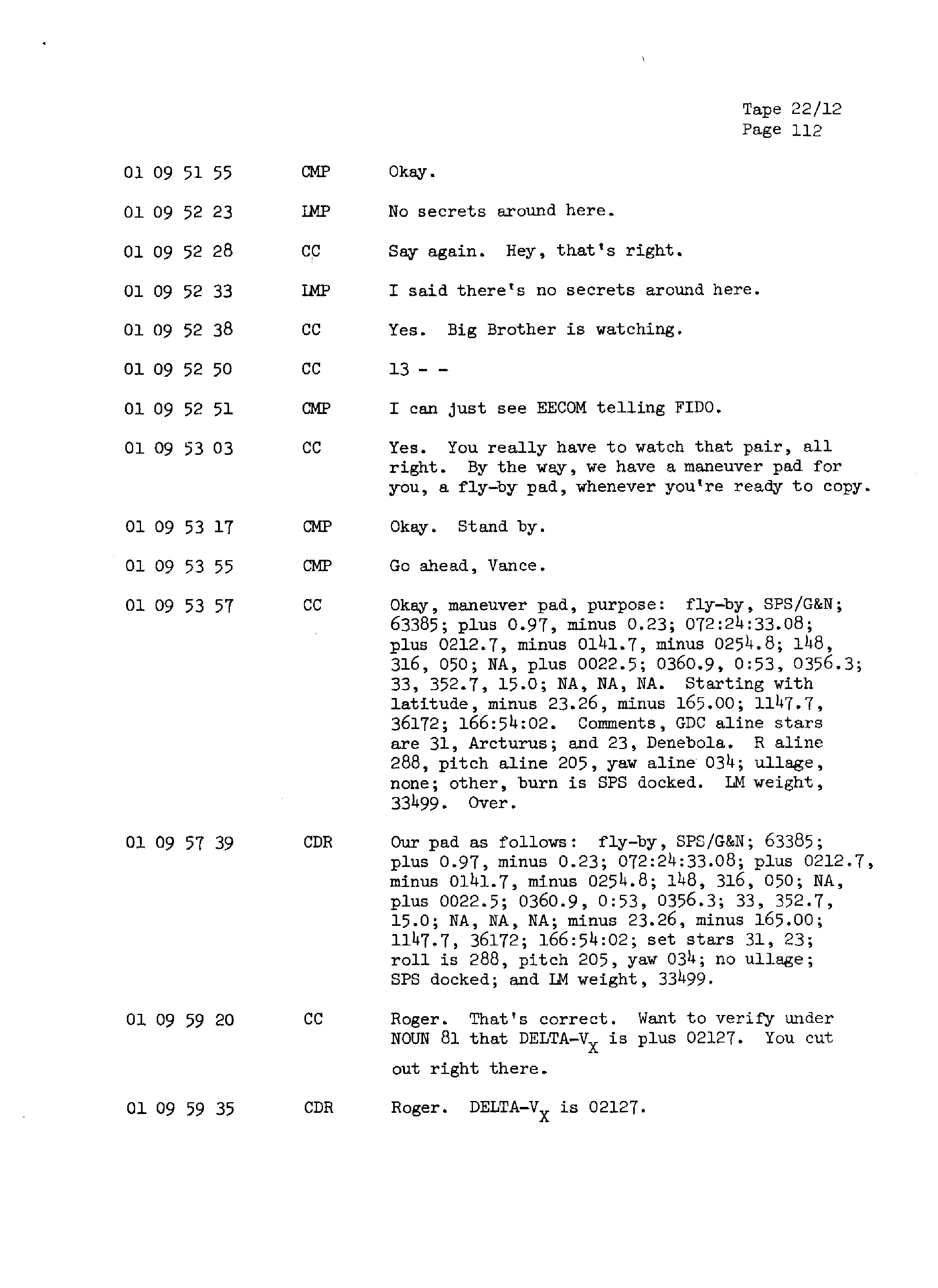 Page 119 of Apollo 13’s original transcript