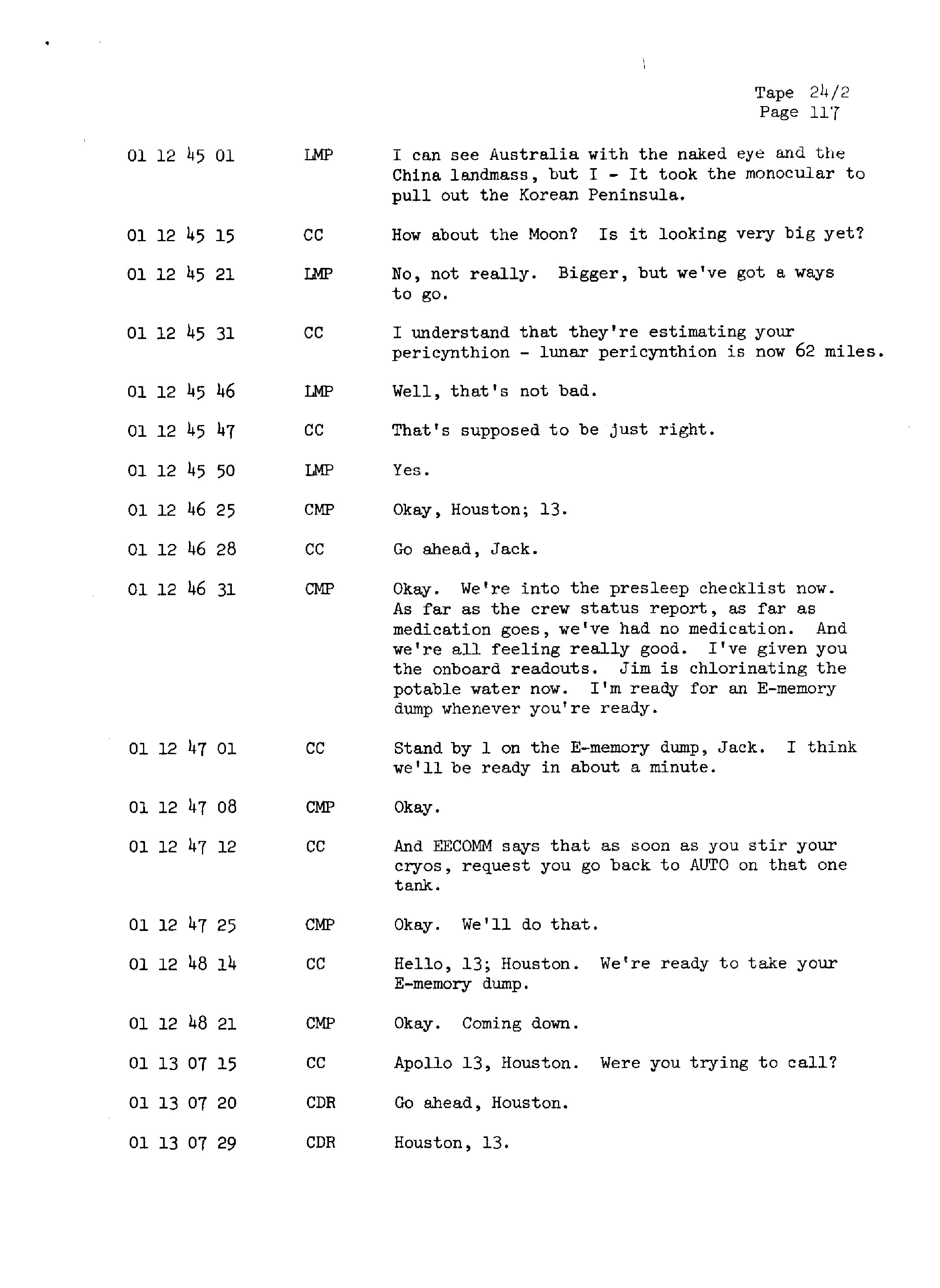 Page 124 of Apollo 13’s original transcript