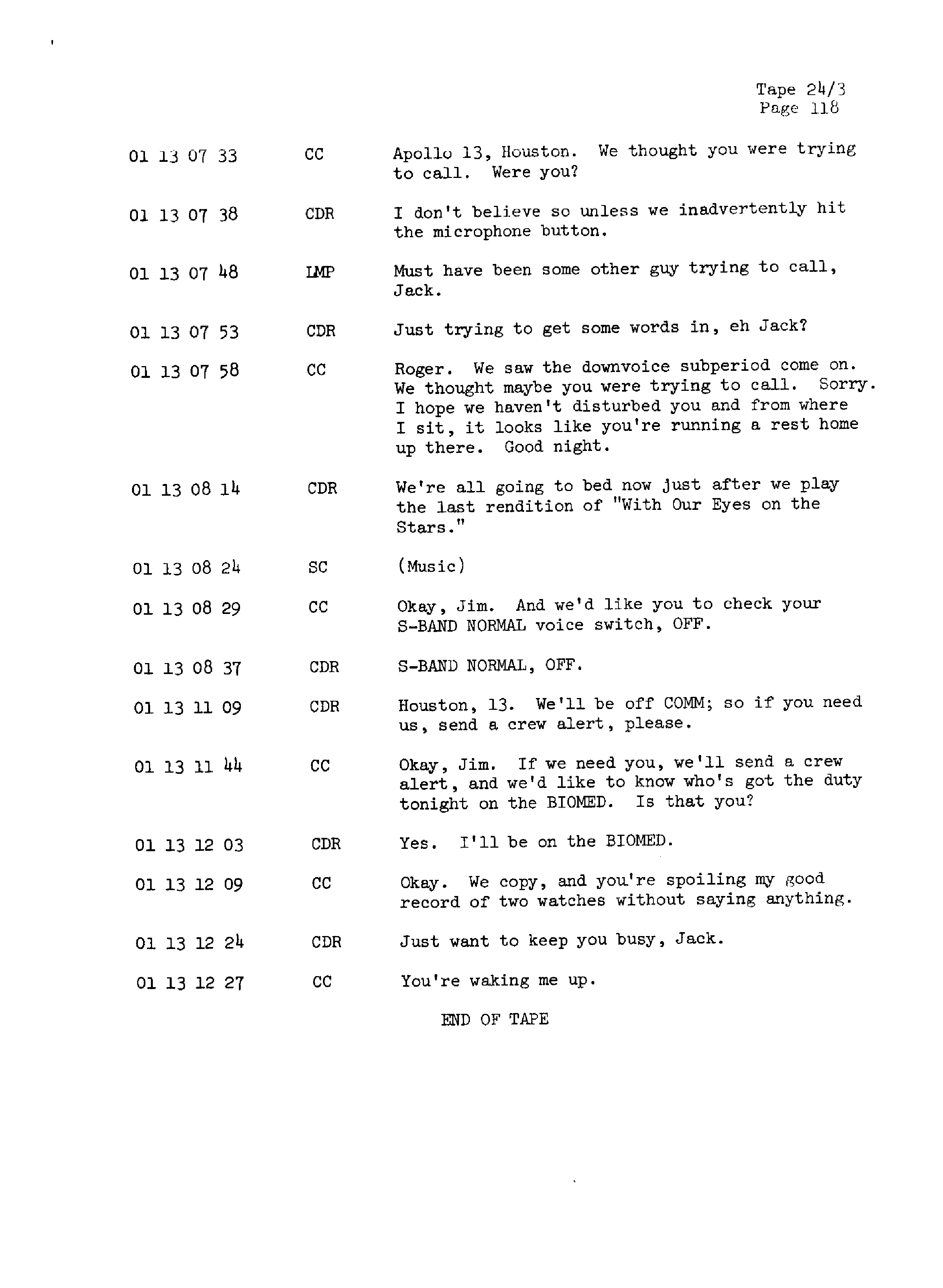 Page 125 of Apollo 13’s original transcript
