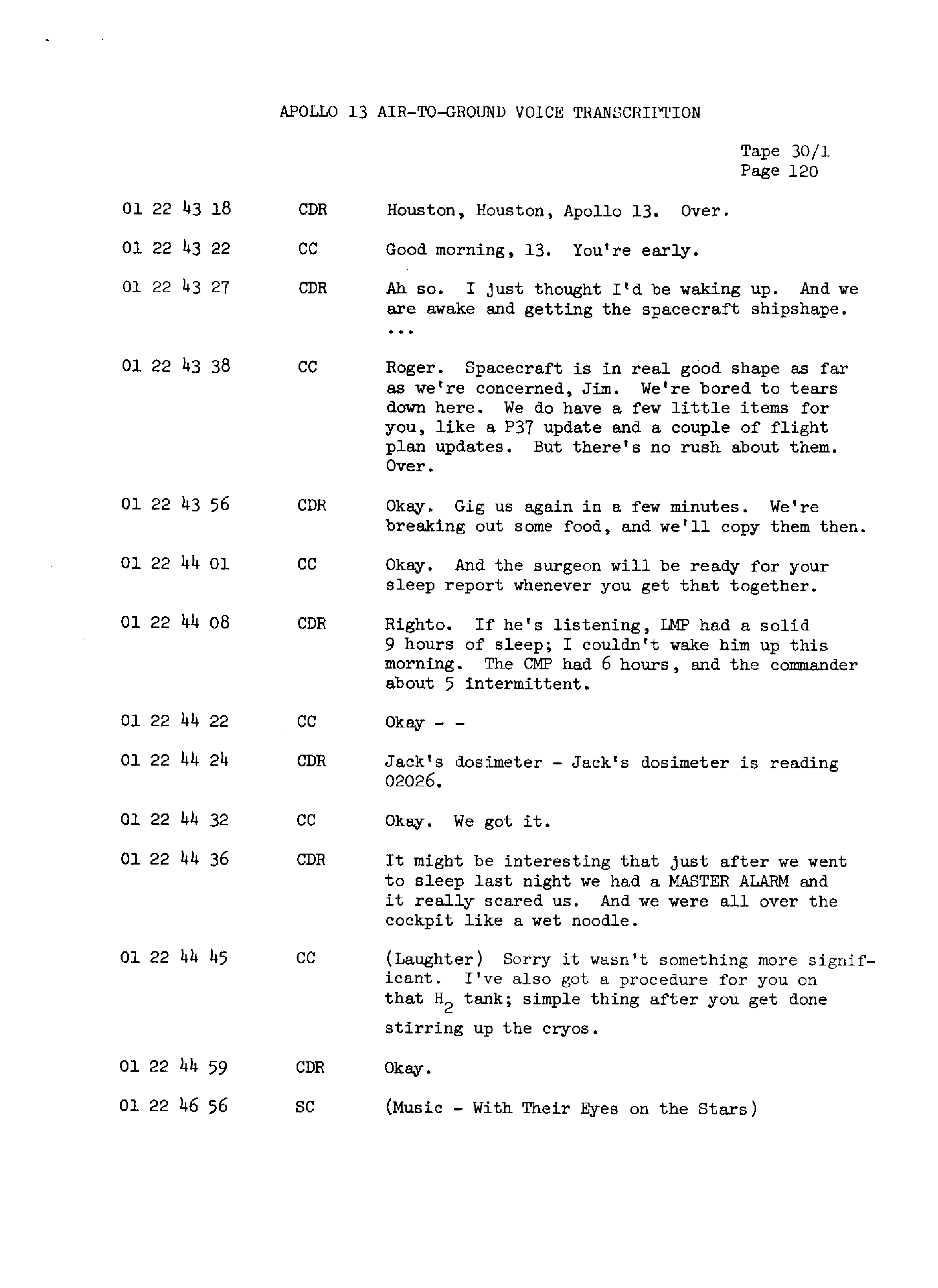 Page 127 of Apollo 13’s original transcript