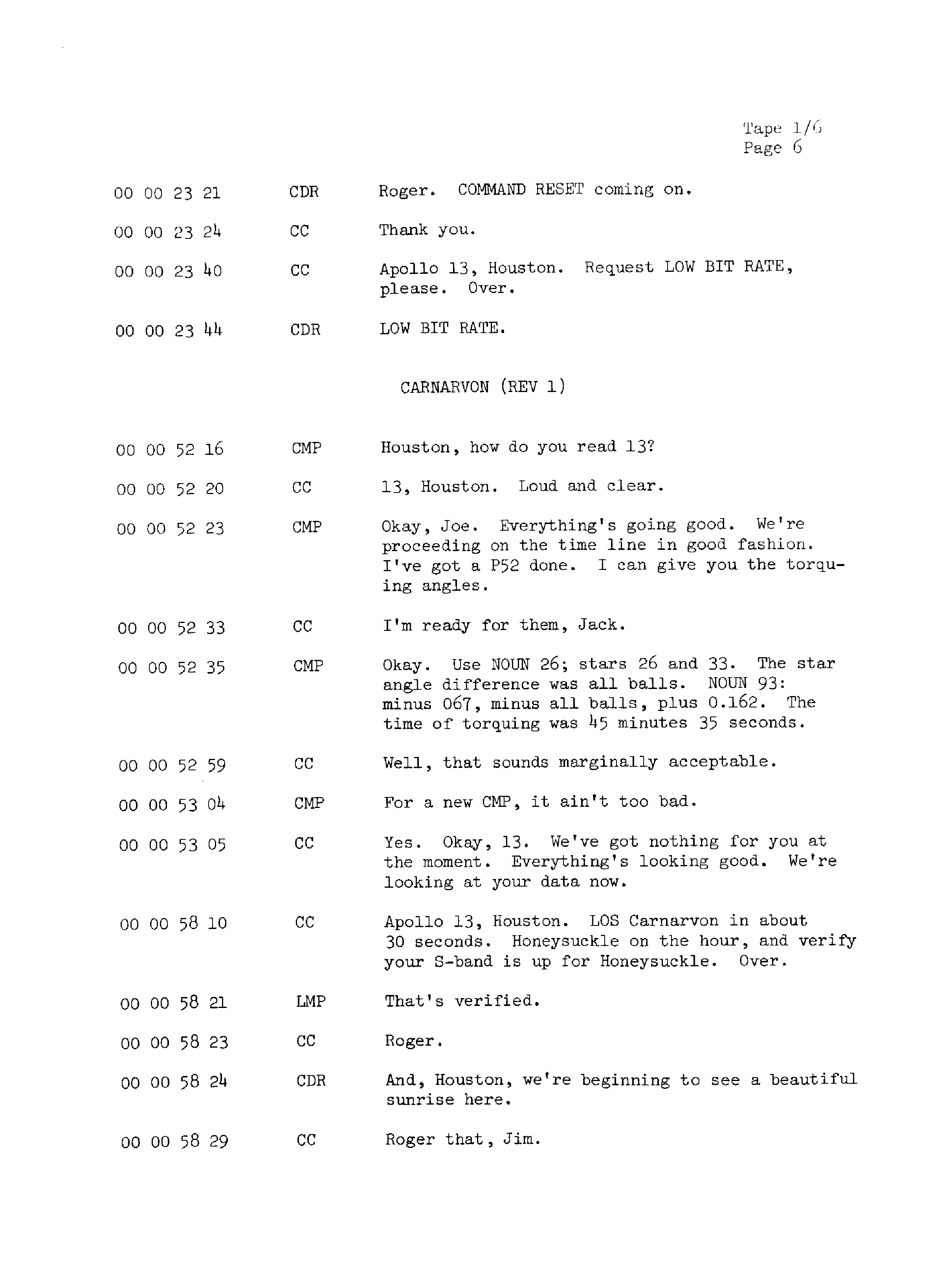 Page 13 of Apollo 13’s original transcript