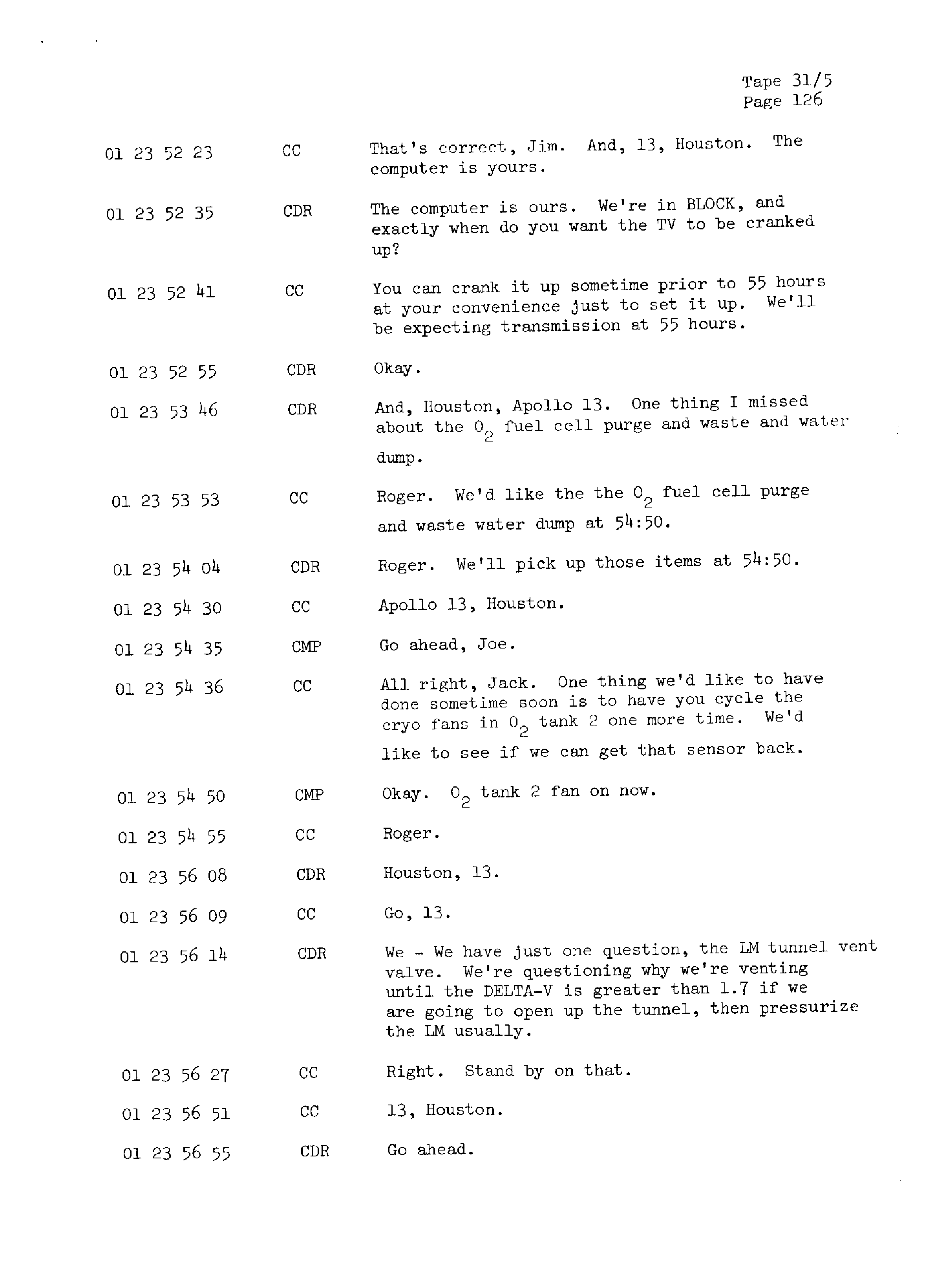 Page 133 of Apollo 13’s original transcript