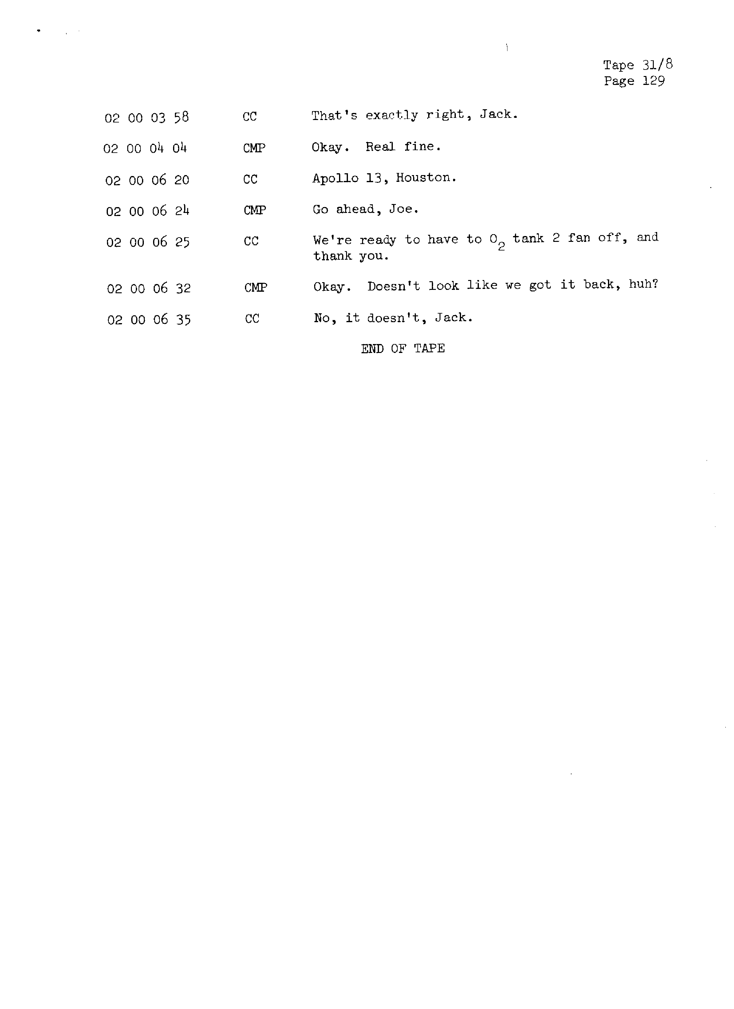 Page 136 of Apollo 13’s original transcript