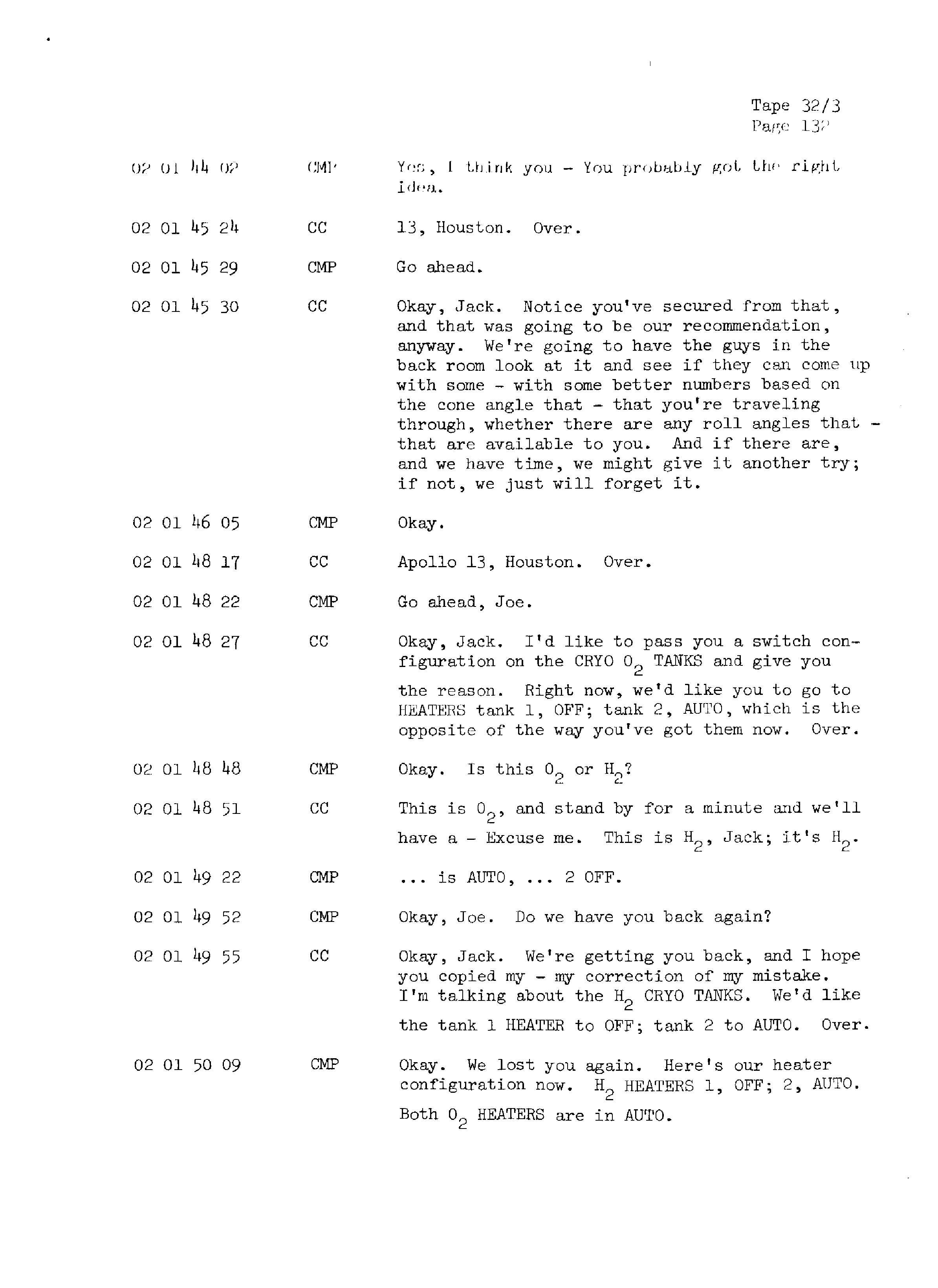 Page 139 of Apollo 13’s original transcript