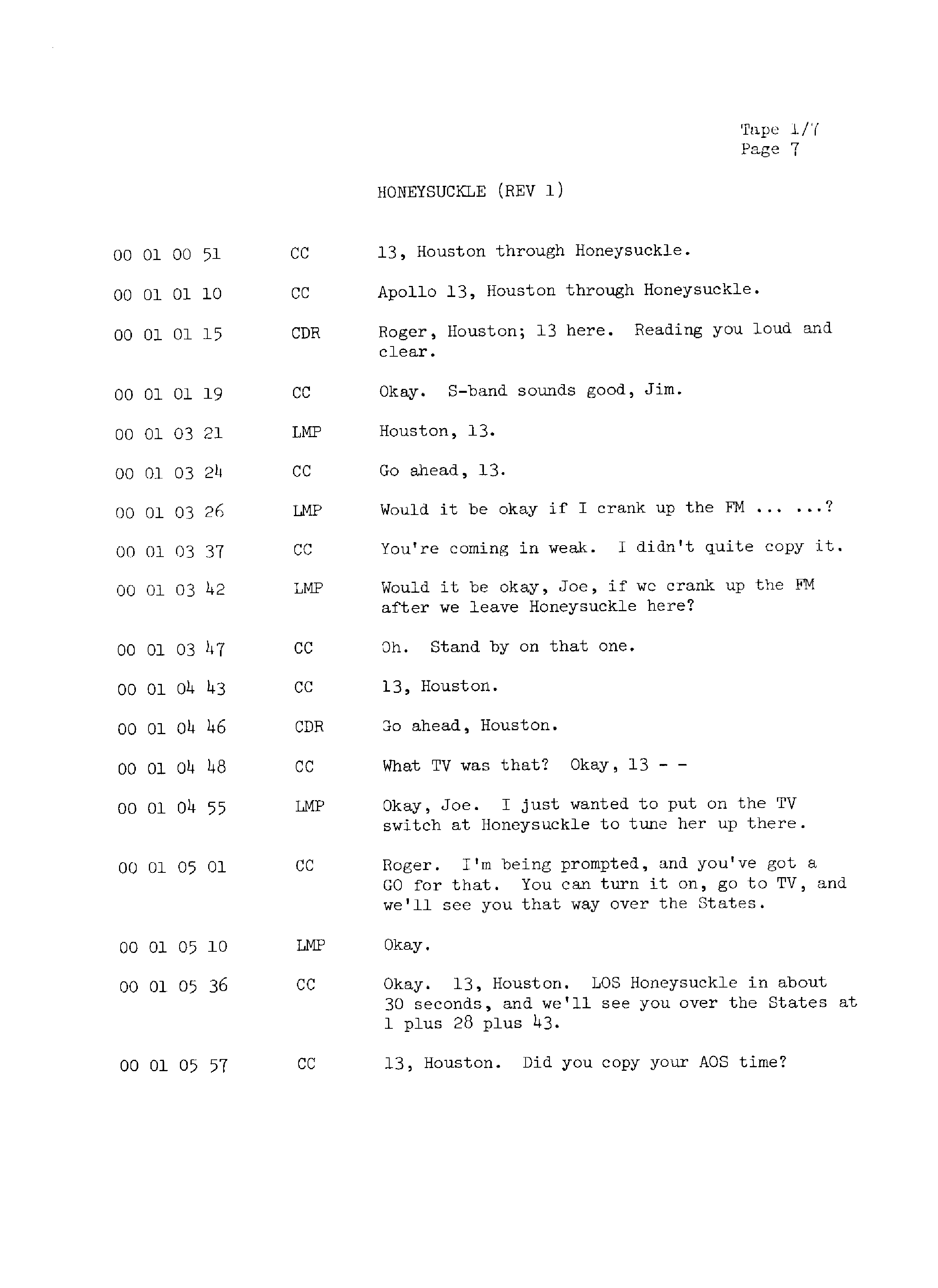 Page 14 of Apollo 13’s original transcript