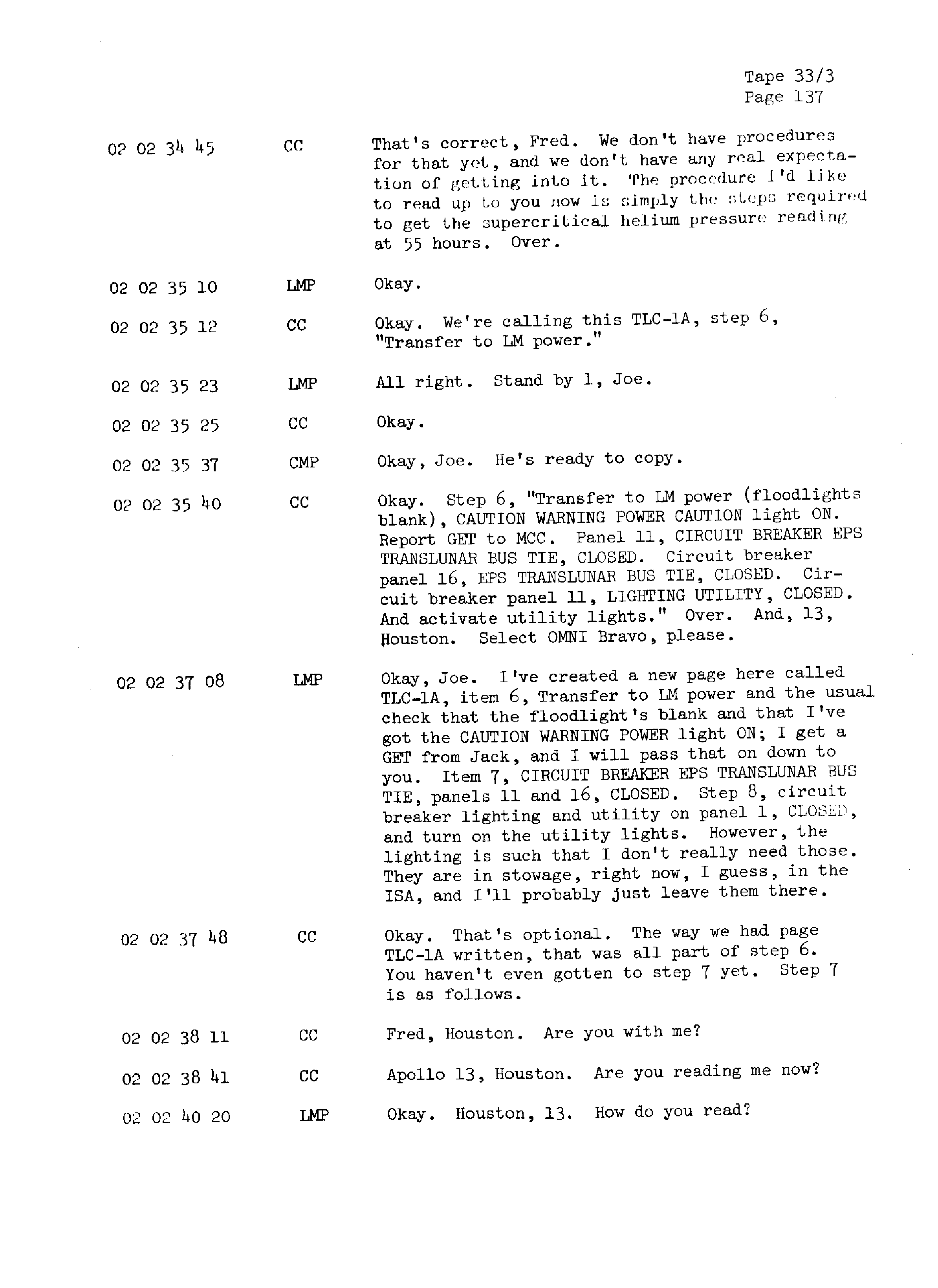 Page 144 of Apollo 13’s original transcript