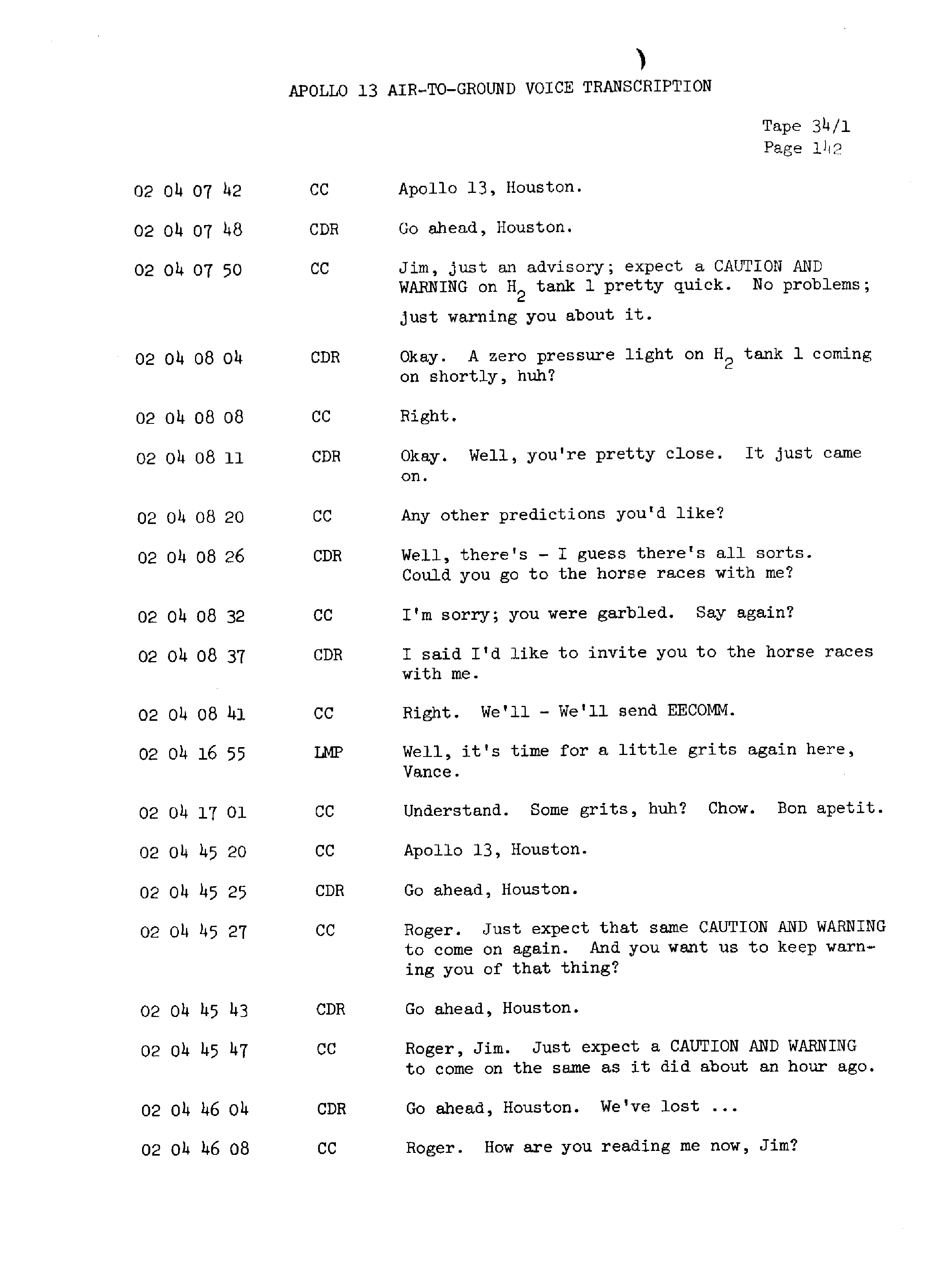 Page 149 of Apollo 13’s original transcript