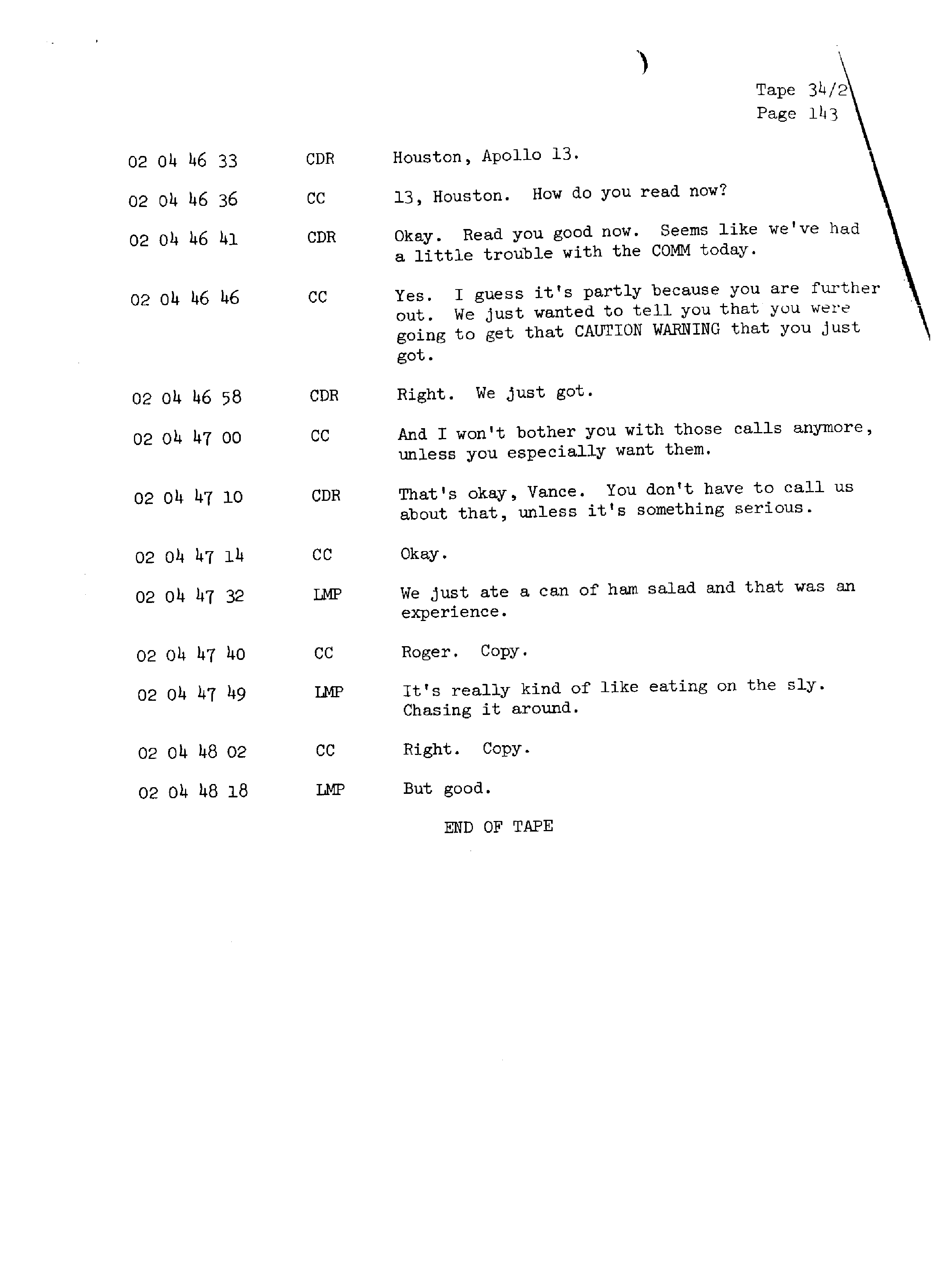 Page 150 of Apollo 13’s original transcript