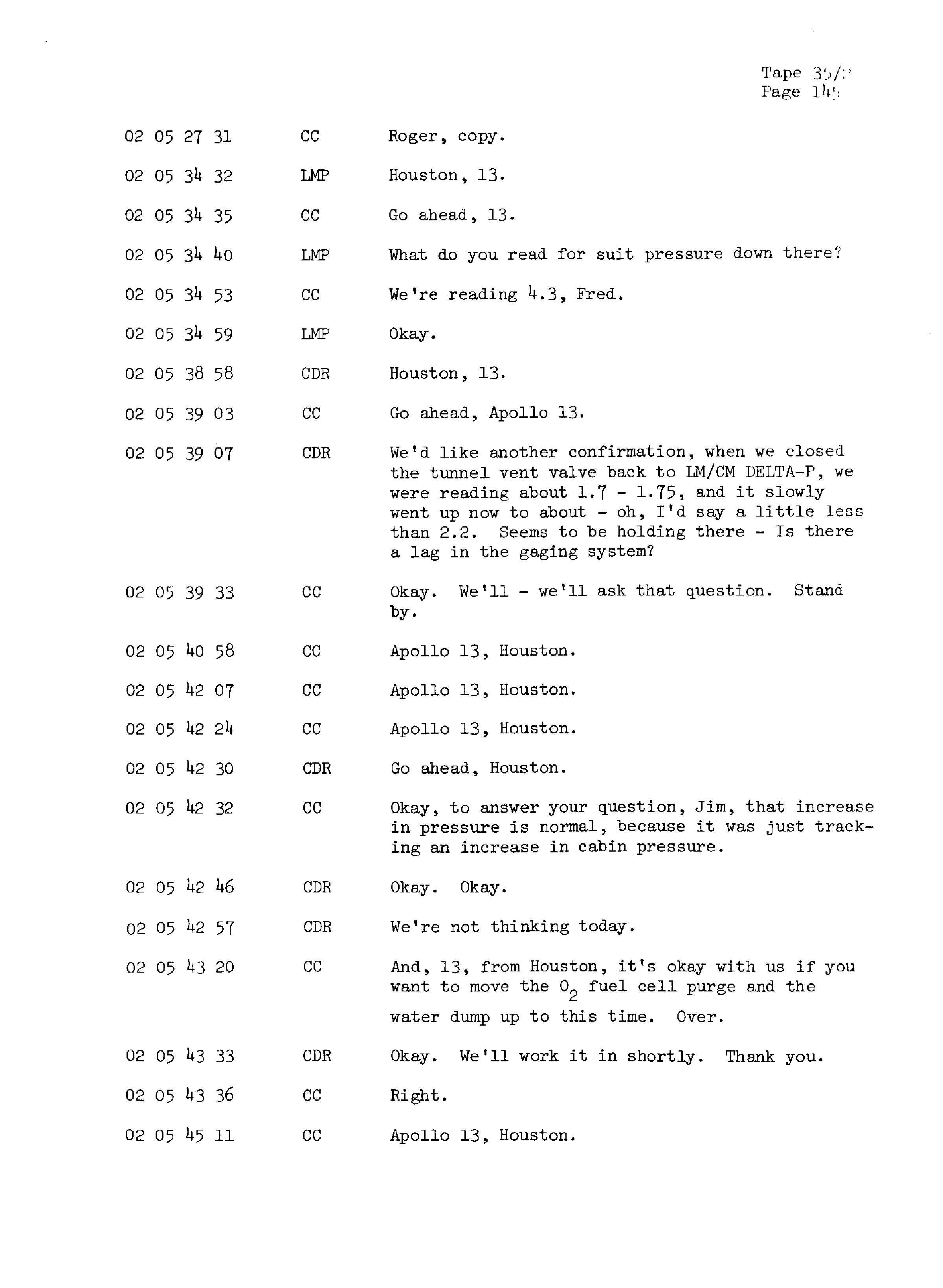 Page 152 of Apollo 13’s original transcript