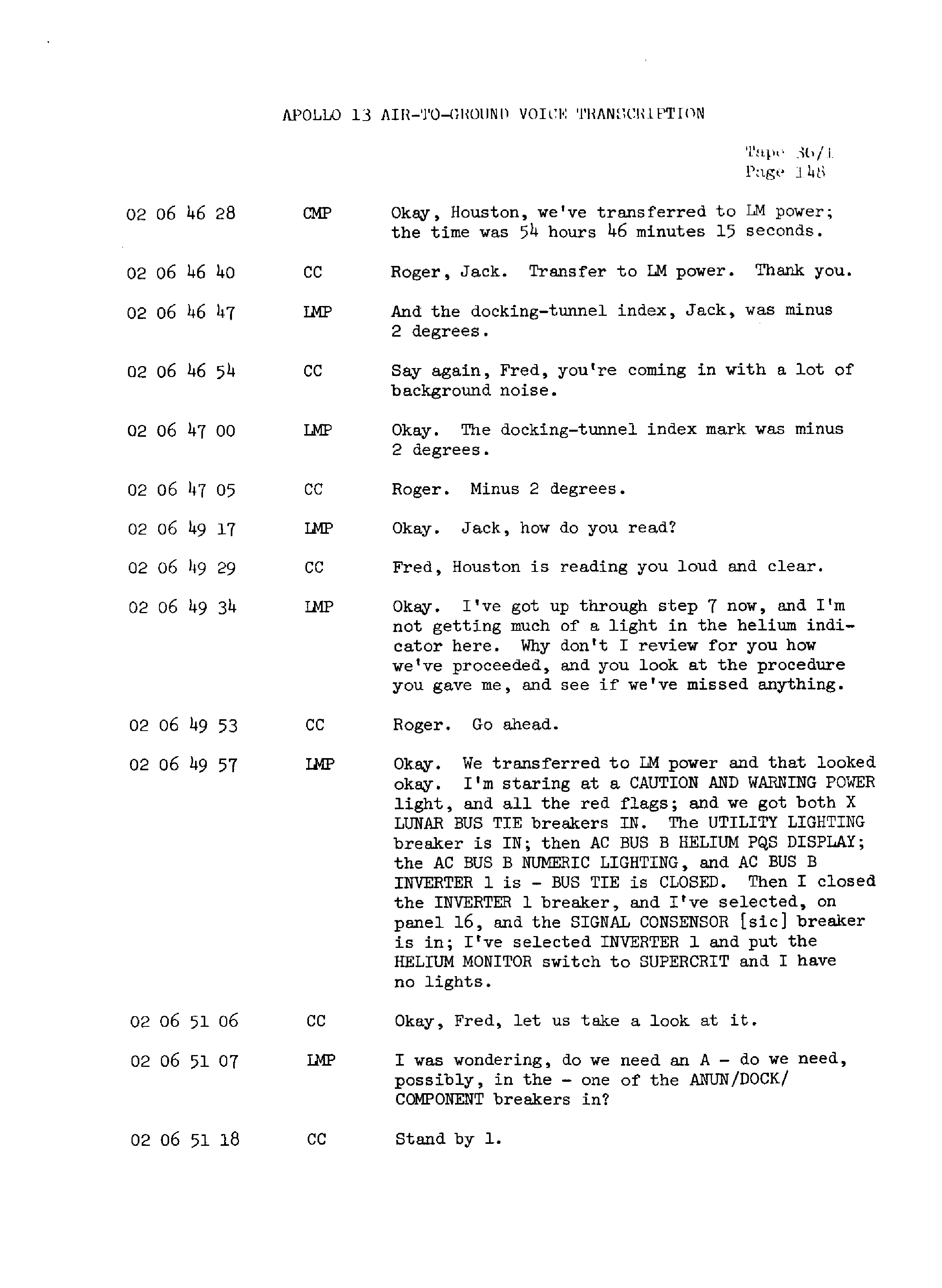 Page 155 of Apollo 13’s original transcript