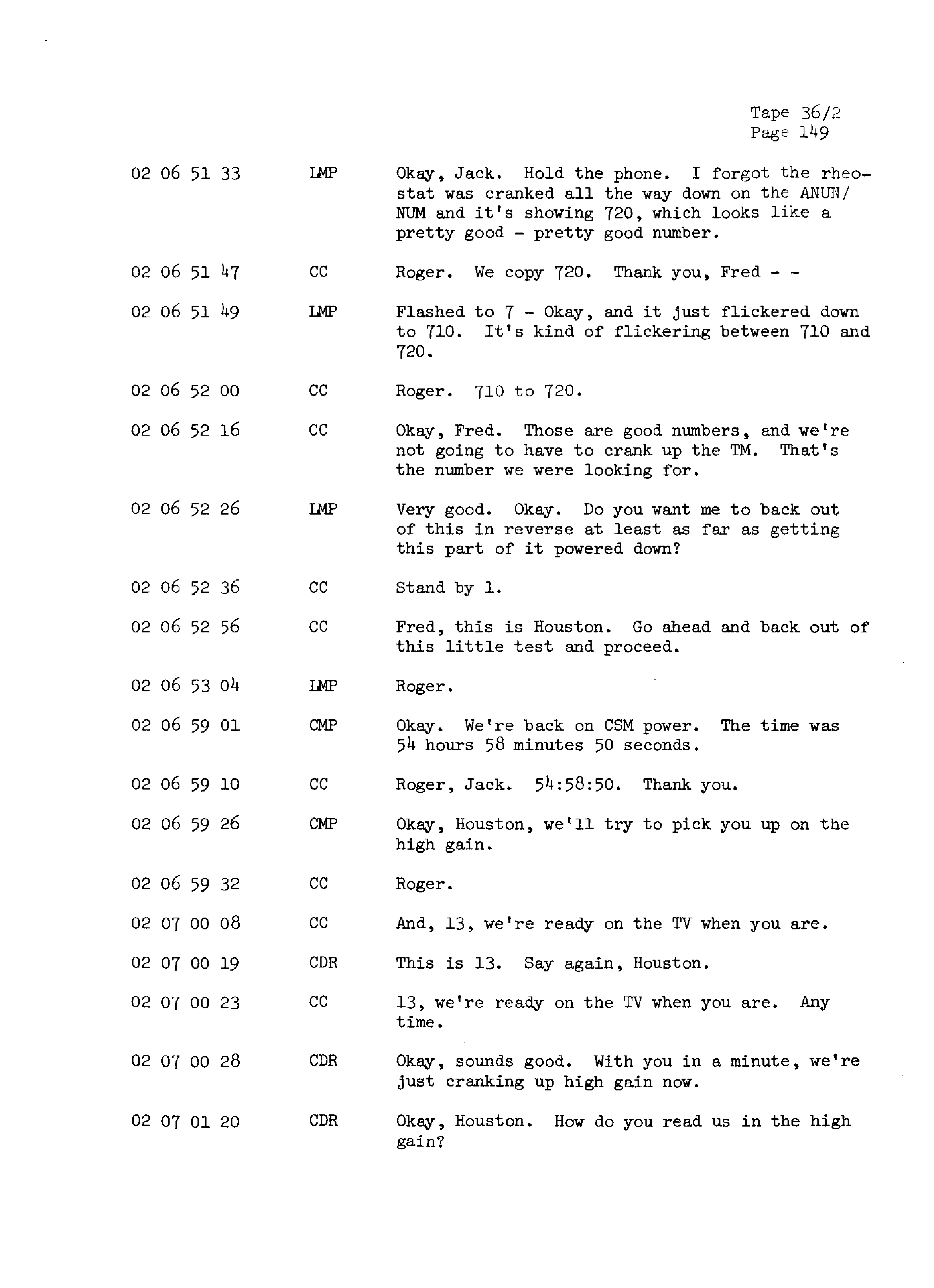 Page 156 of Apollo 13’s original transcript