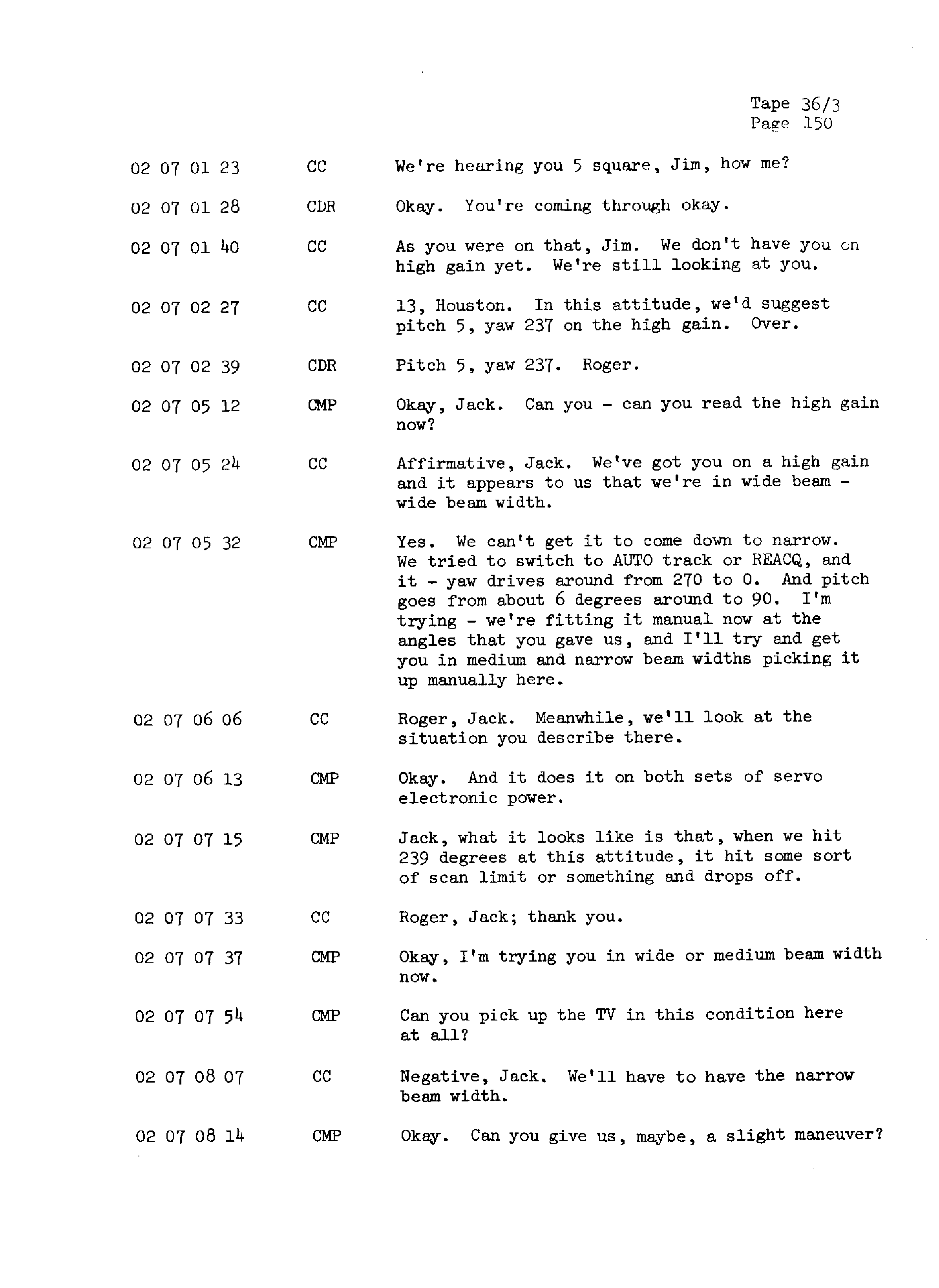 Page 157 of Apollo 13’s original transcript