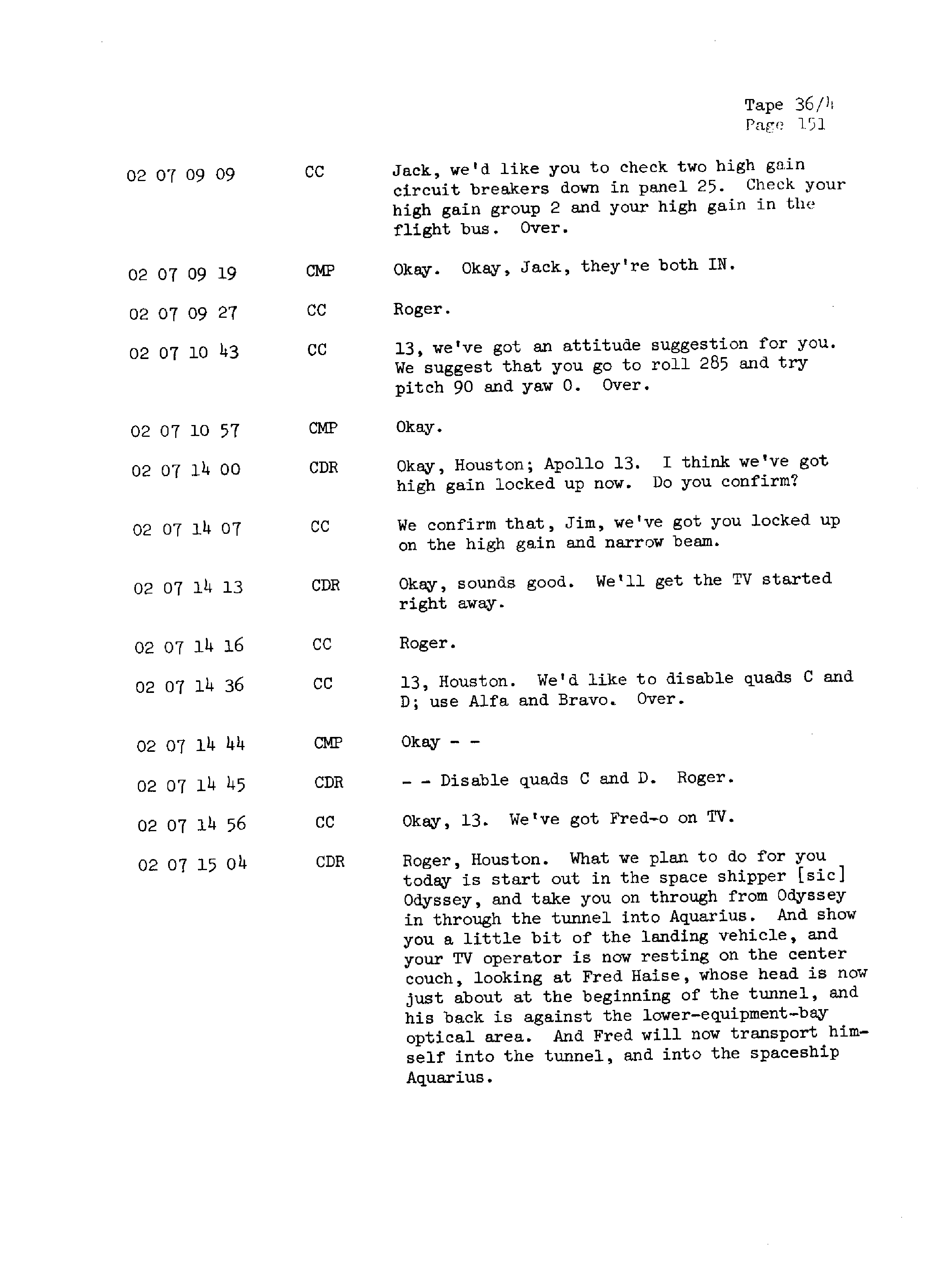 Page 158 of Apollo 13’s original transcript