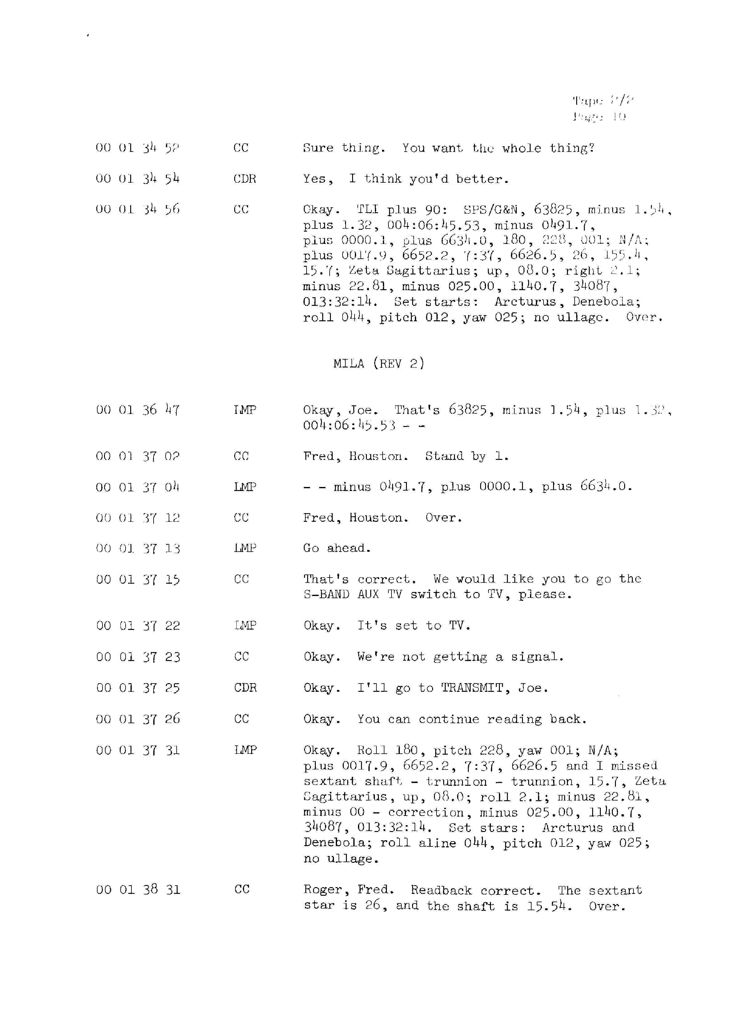 Page 17 of Apollo 13’s original transcript