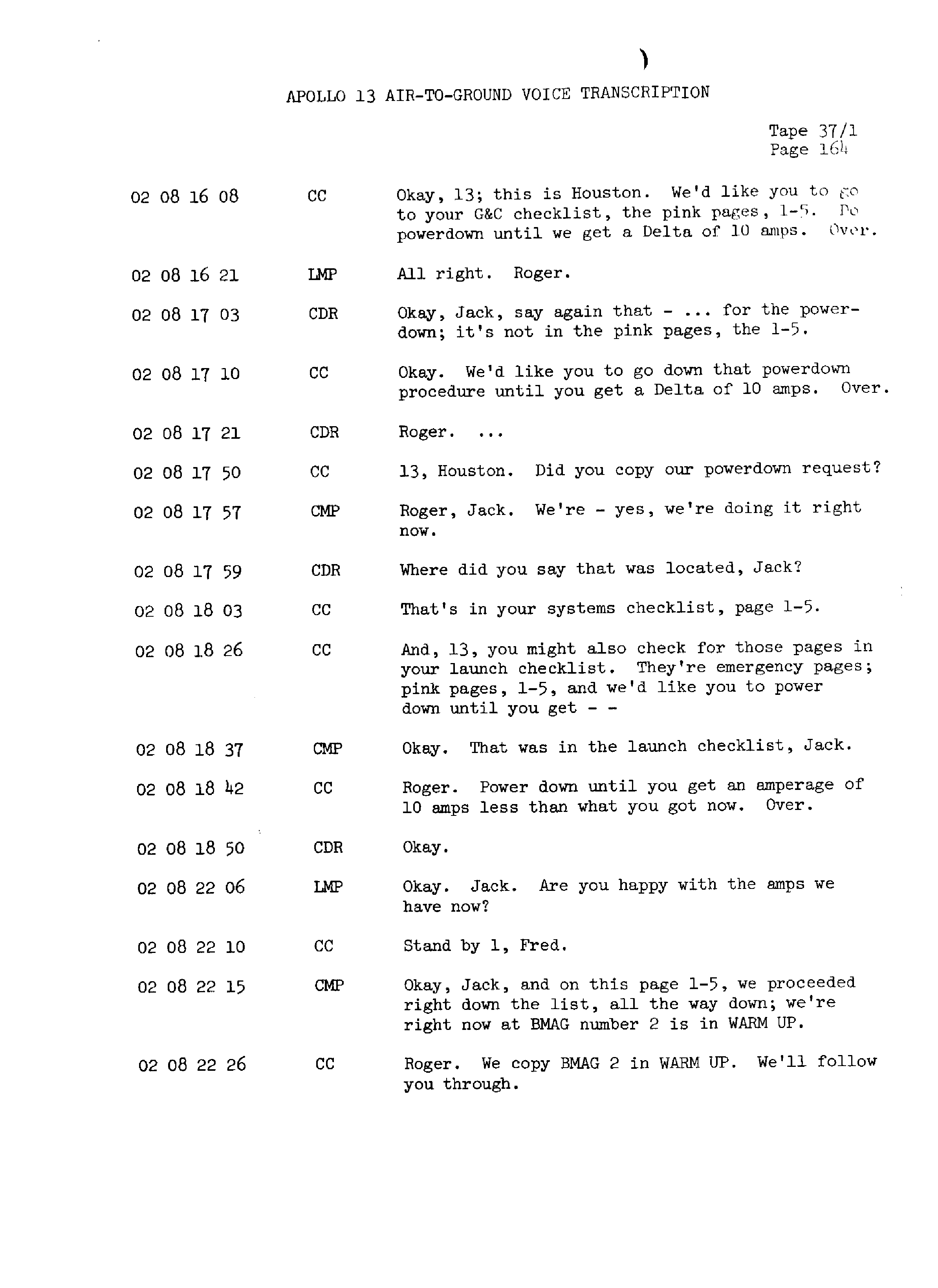 Page 171 of Apollo 13’s original transcript