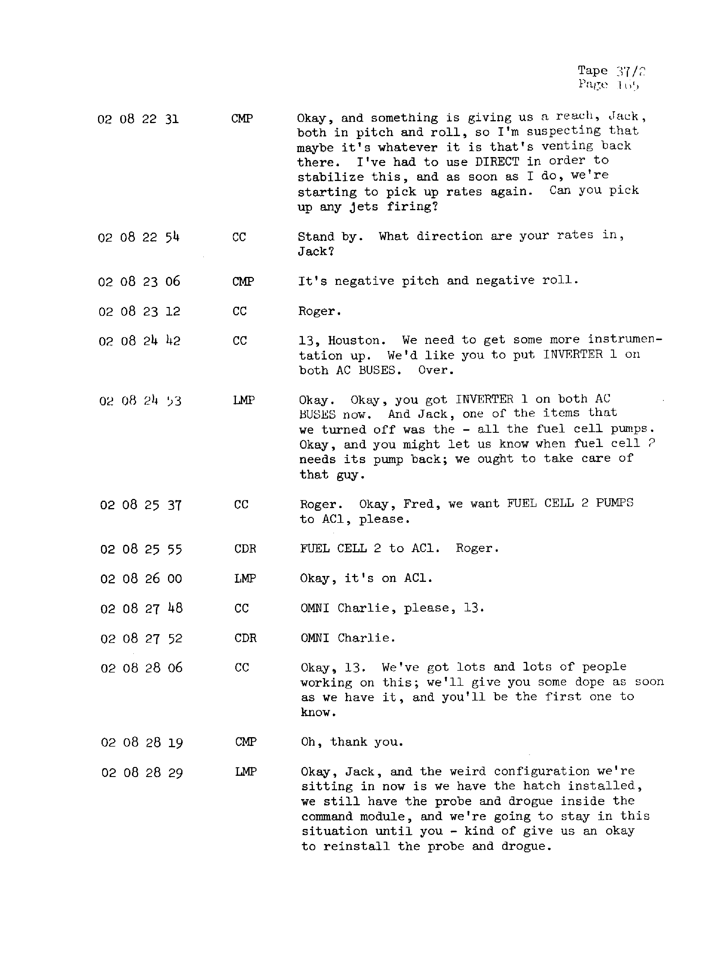 Page 172 of Apollo 13’s original transcript