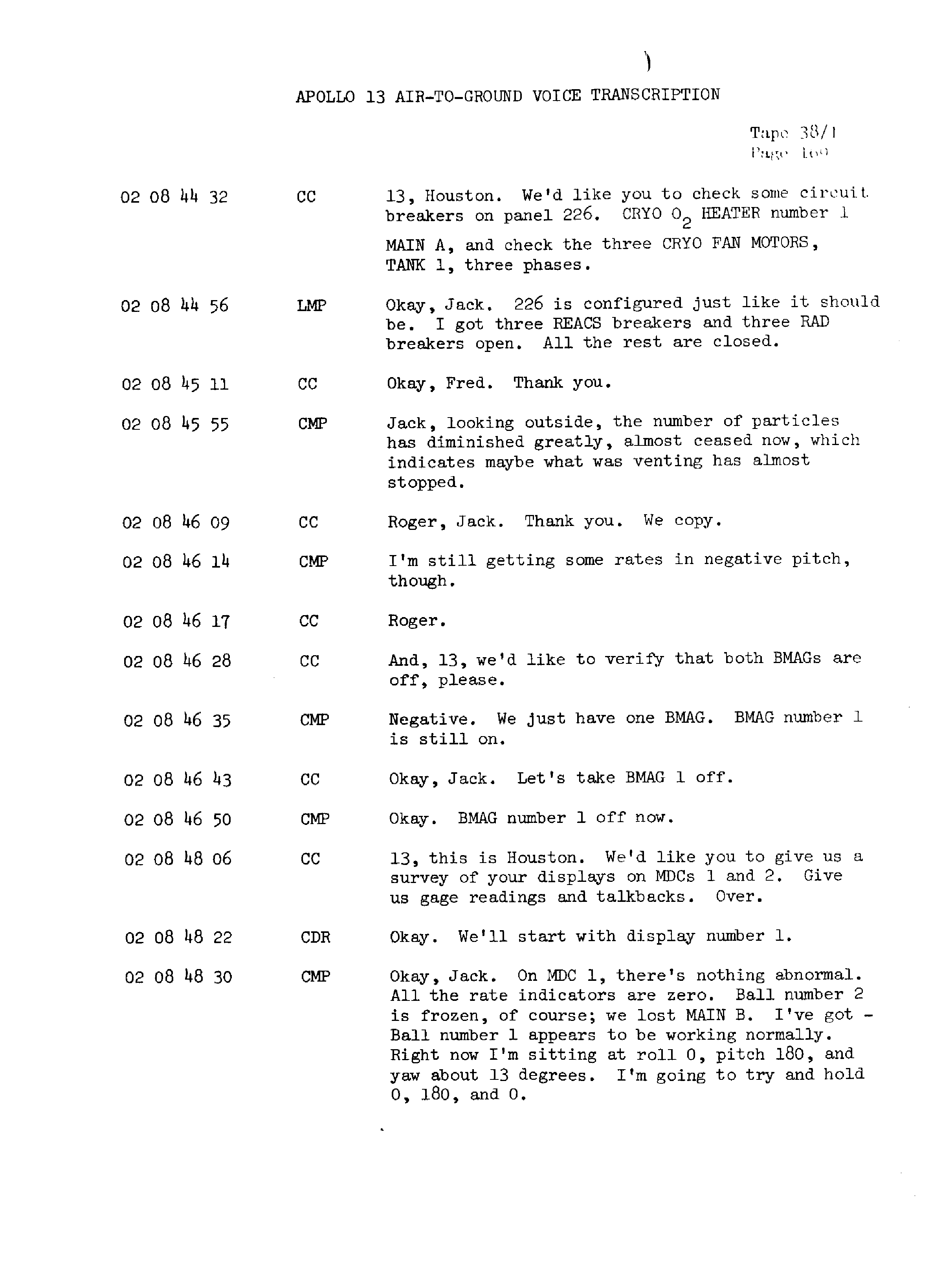 Page 176 of Apollo 13’s original transcript