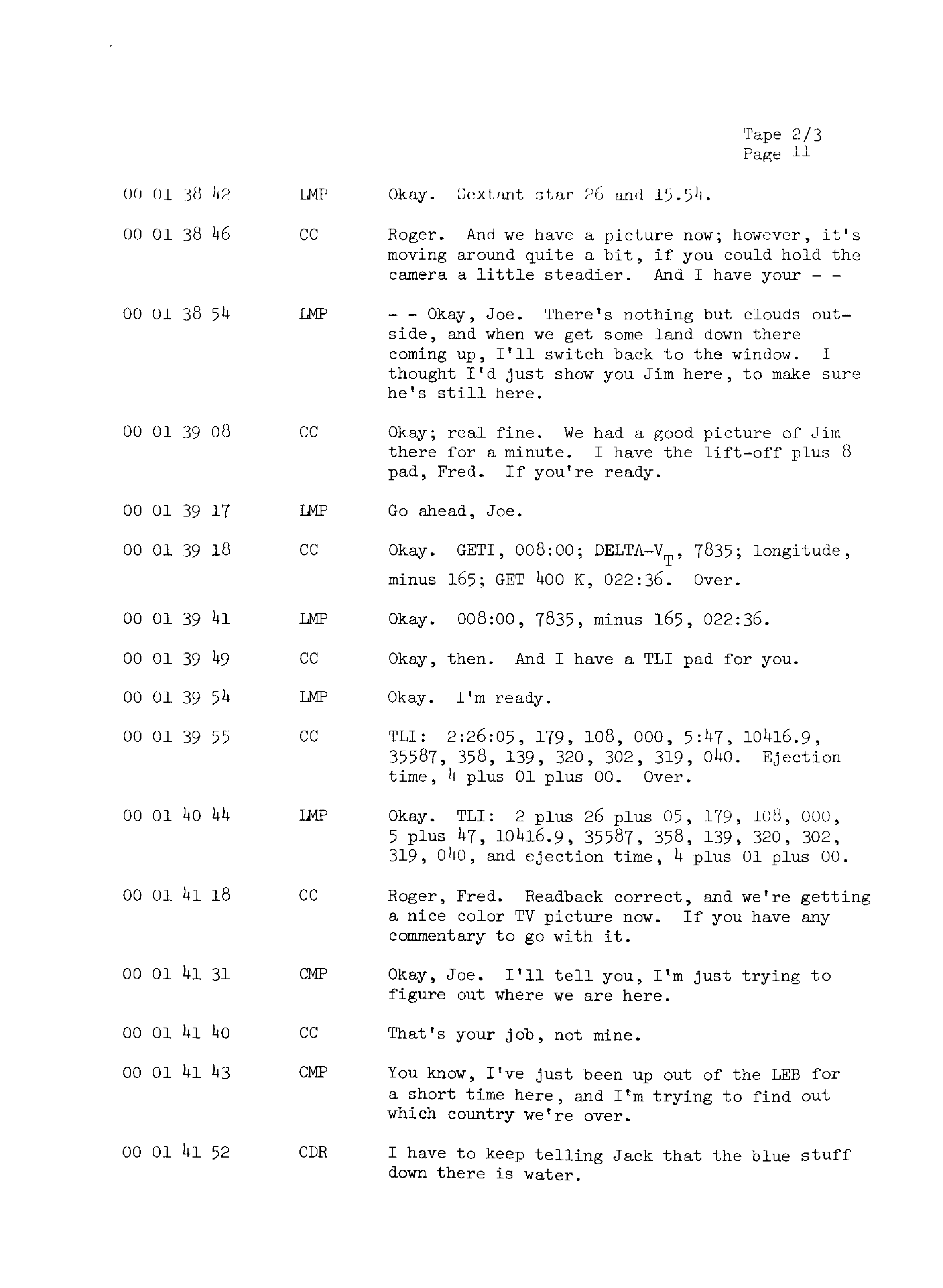 Page 18 of Apollo 13’s original transcript