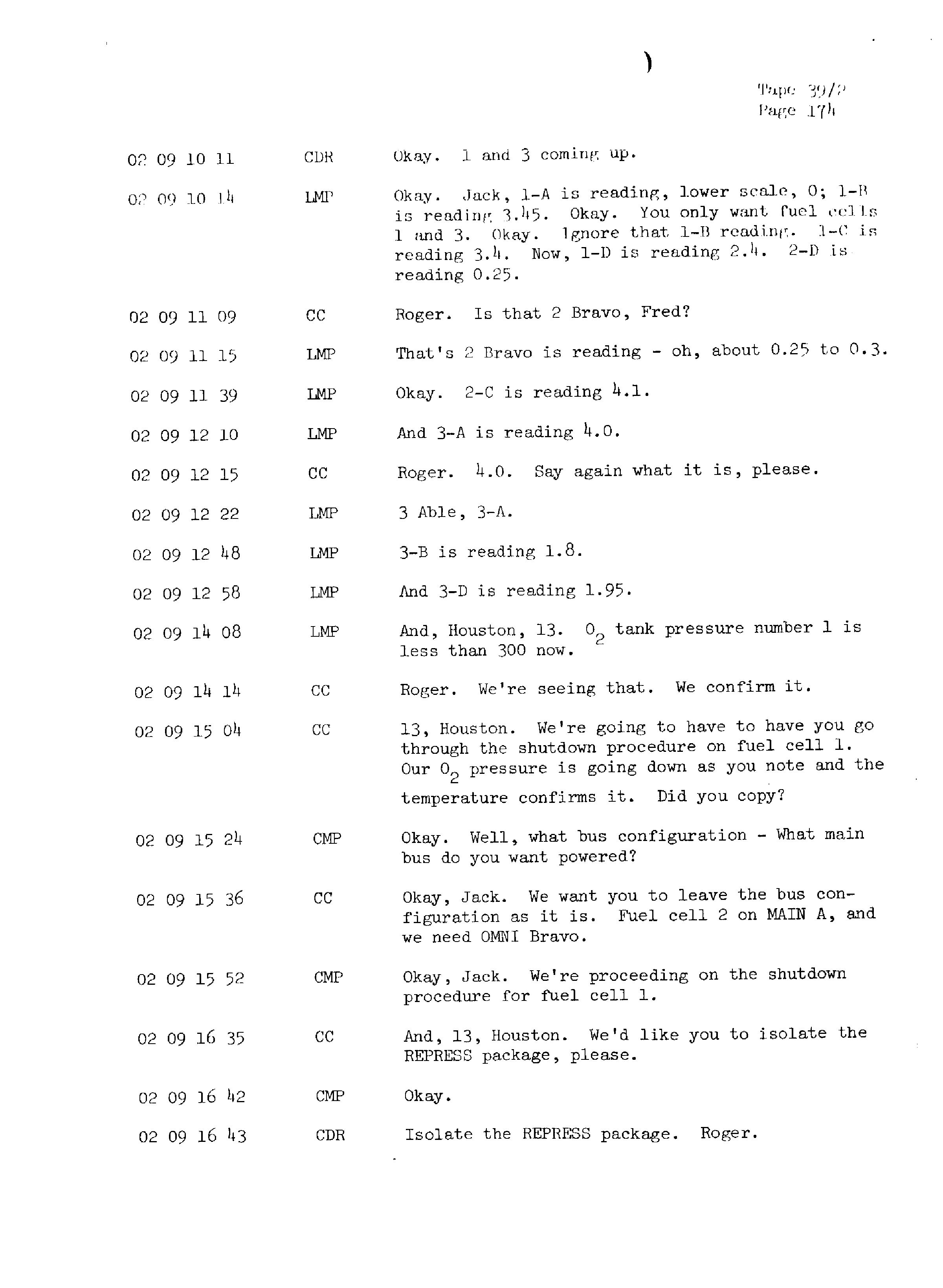 Page 181 of Apollo 13’s original transcript
