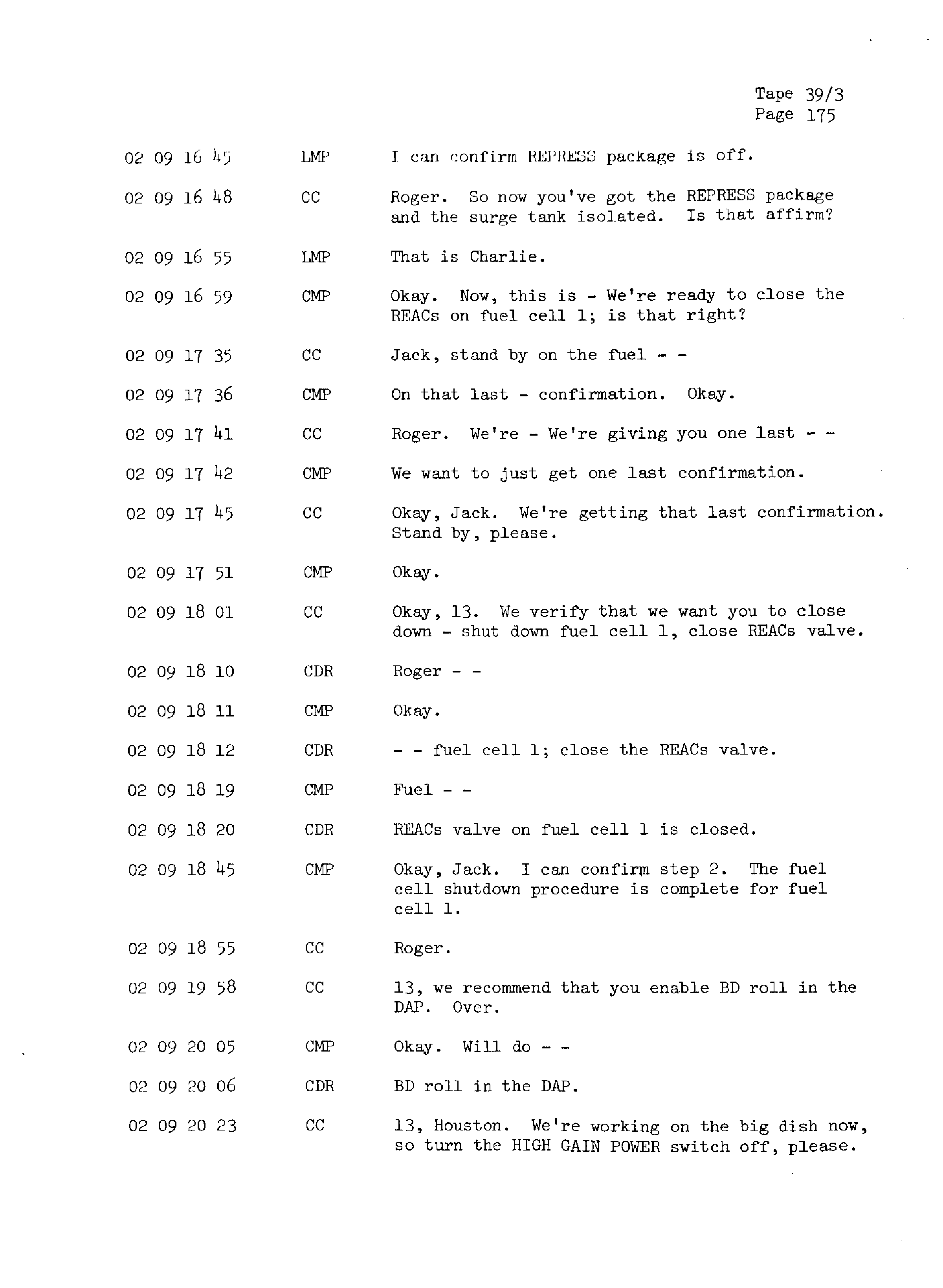 Page 182 of Apollo 13’s original transcript