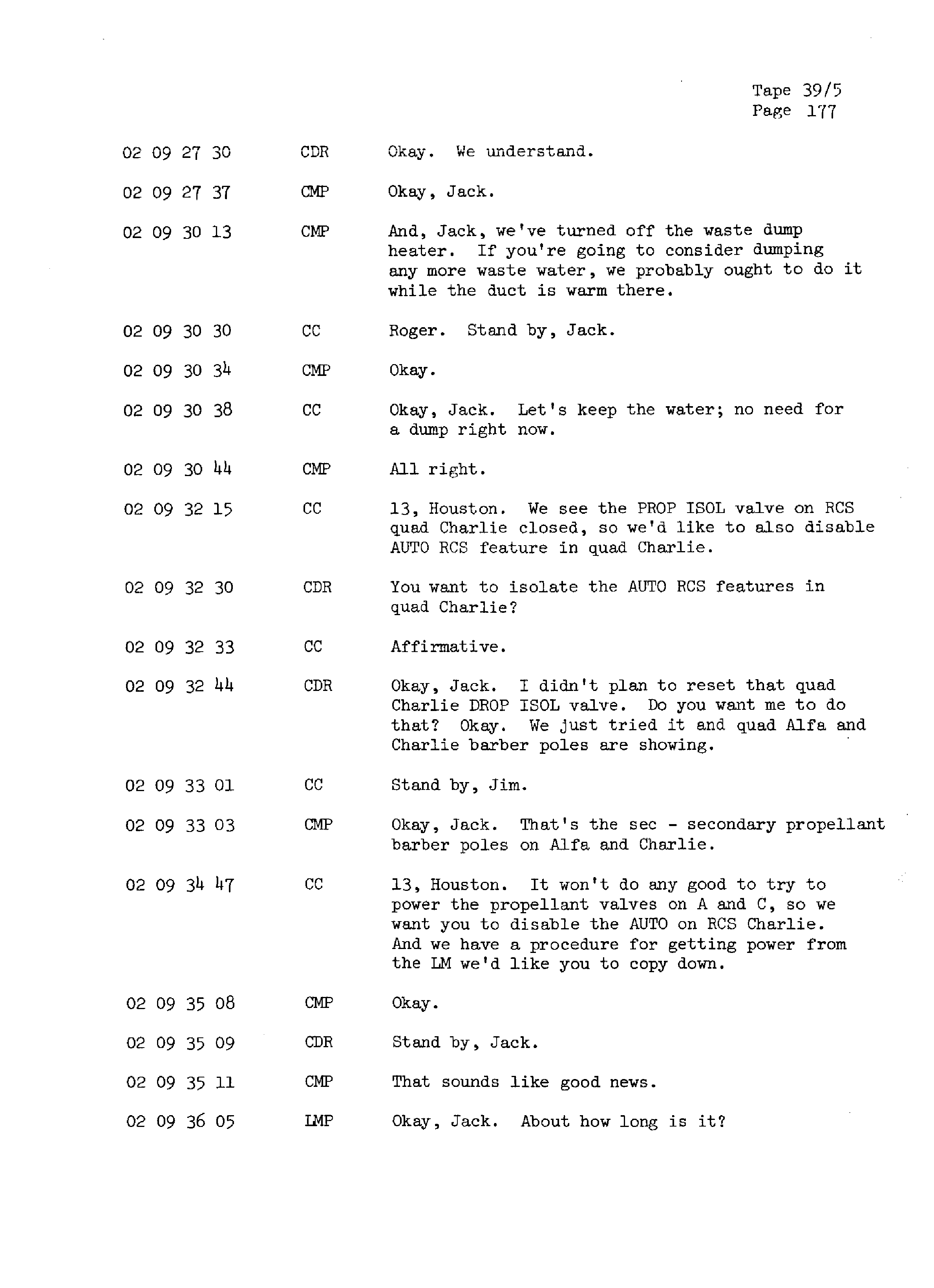 Page 184 of Apollo 13’s original transcript