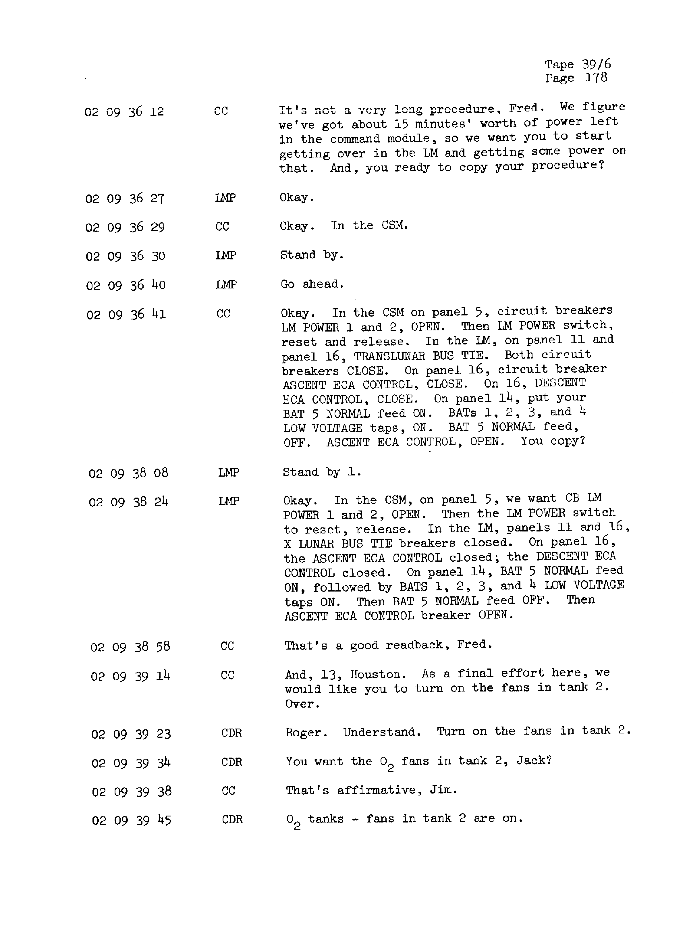 Page 185 of Apollo 13’s original transcript