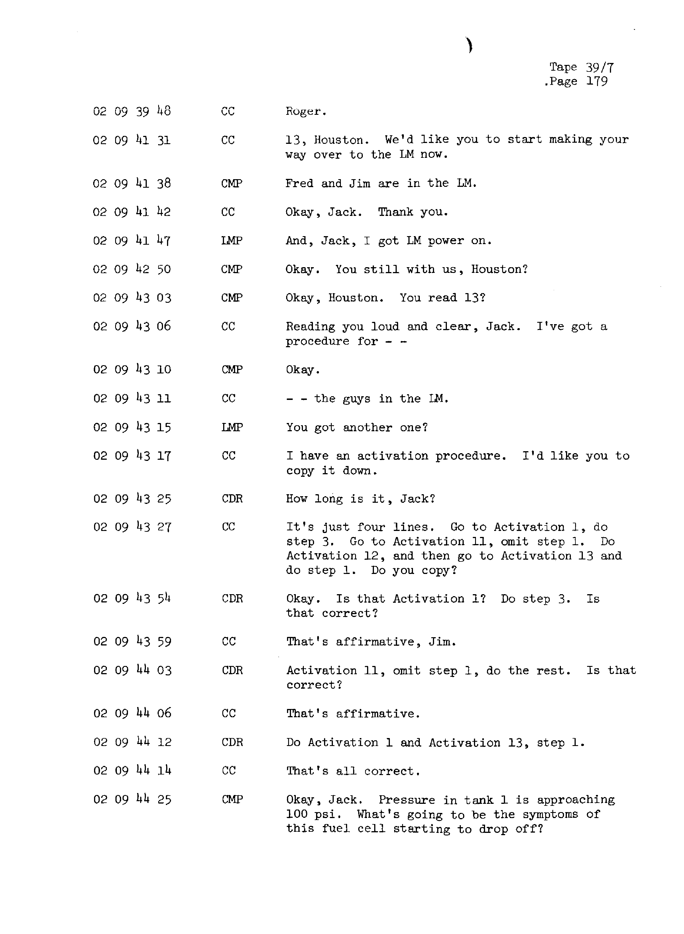 Page 187 of Apollo 13’s original transcript