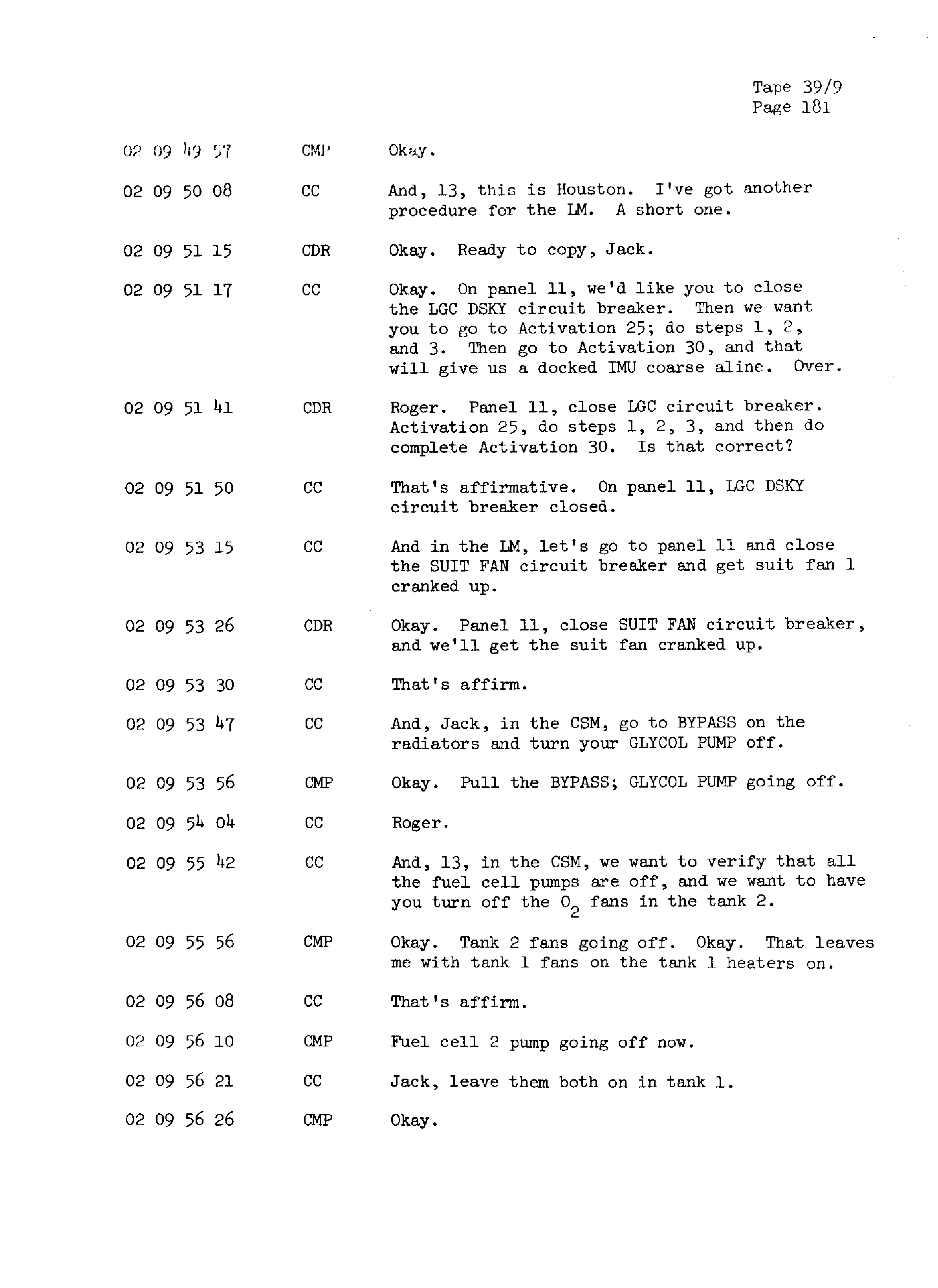 Page 188 of Apollo 13’s original transcript