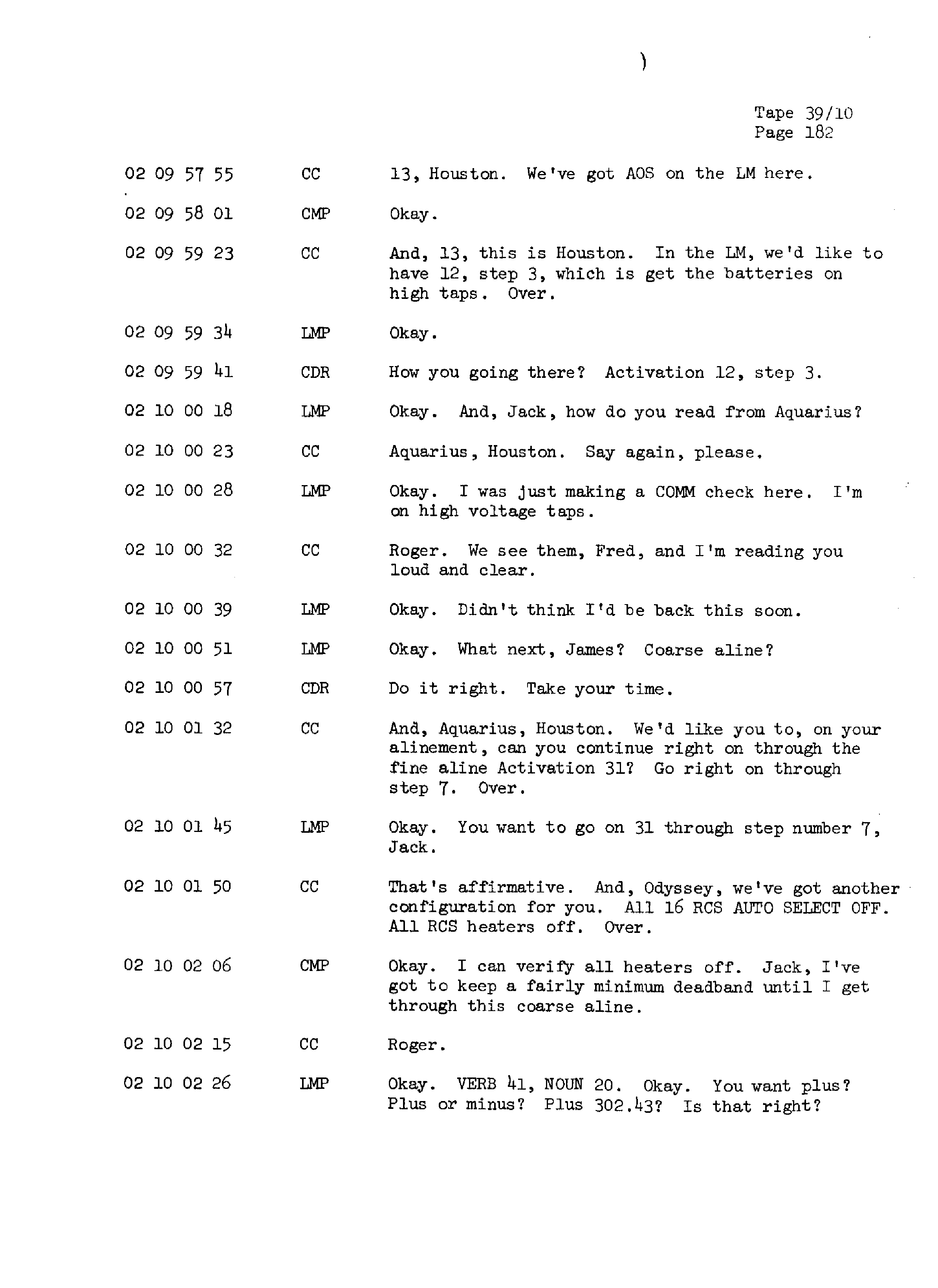 Page 189 of Apollo 13’s original transcript
