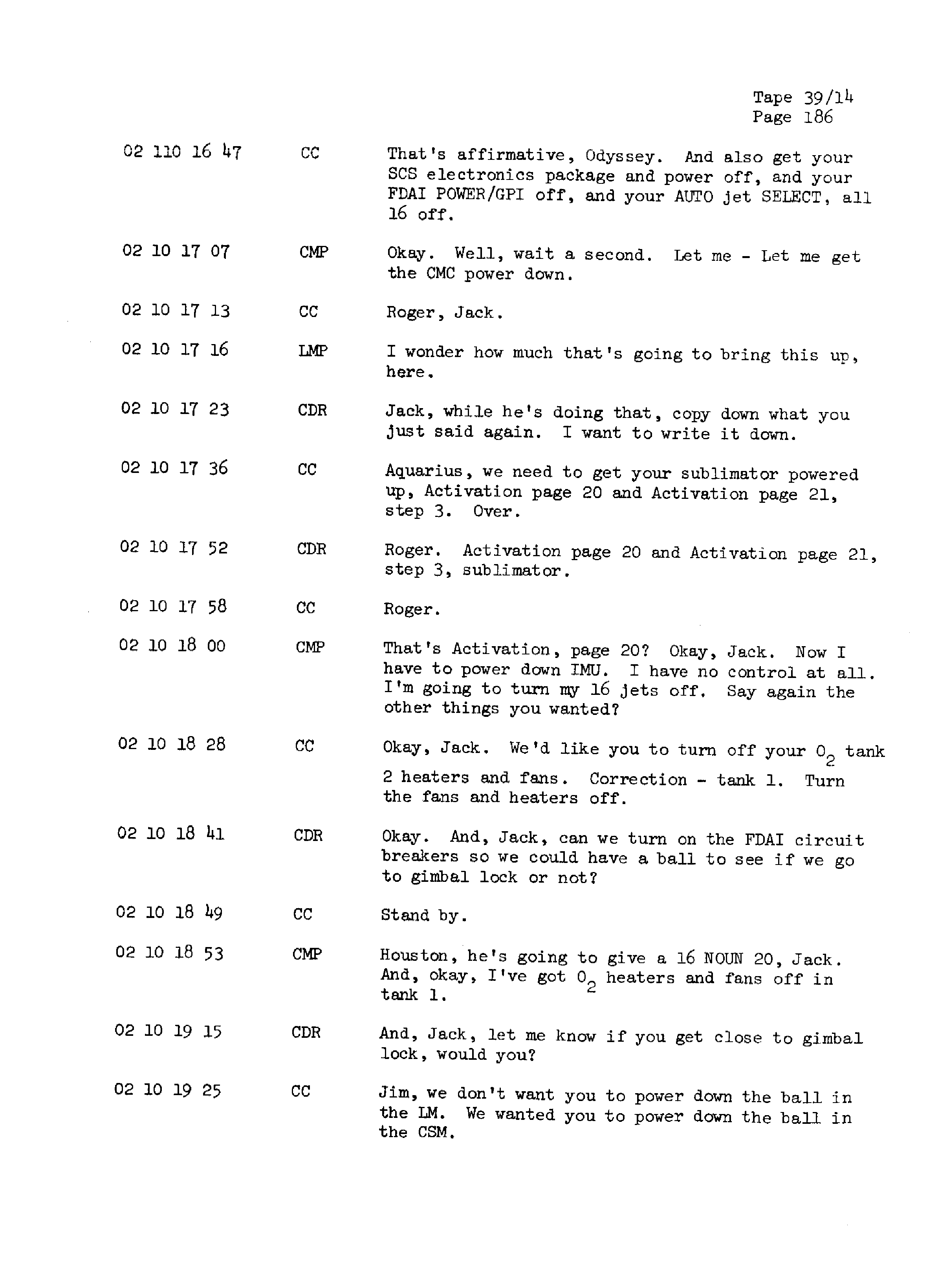 Page 193 of Apollo 13’s original transcript