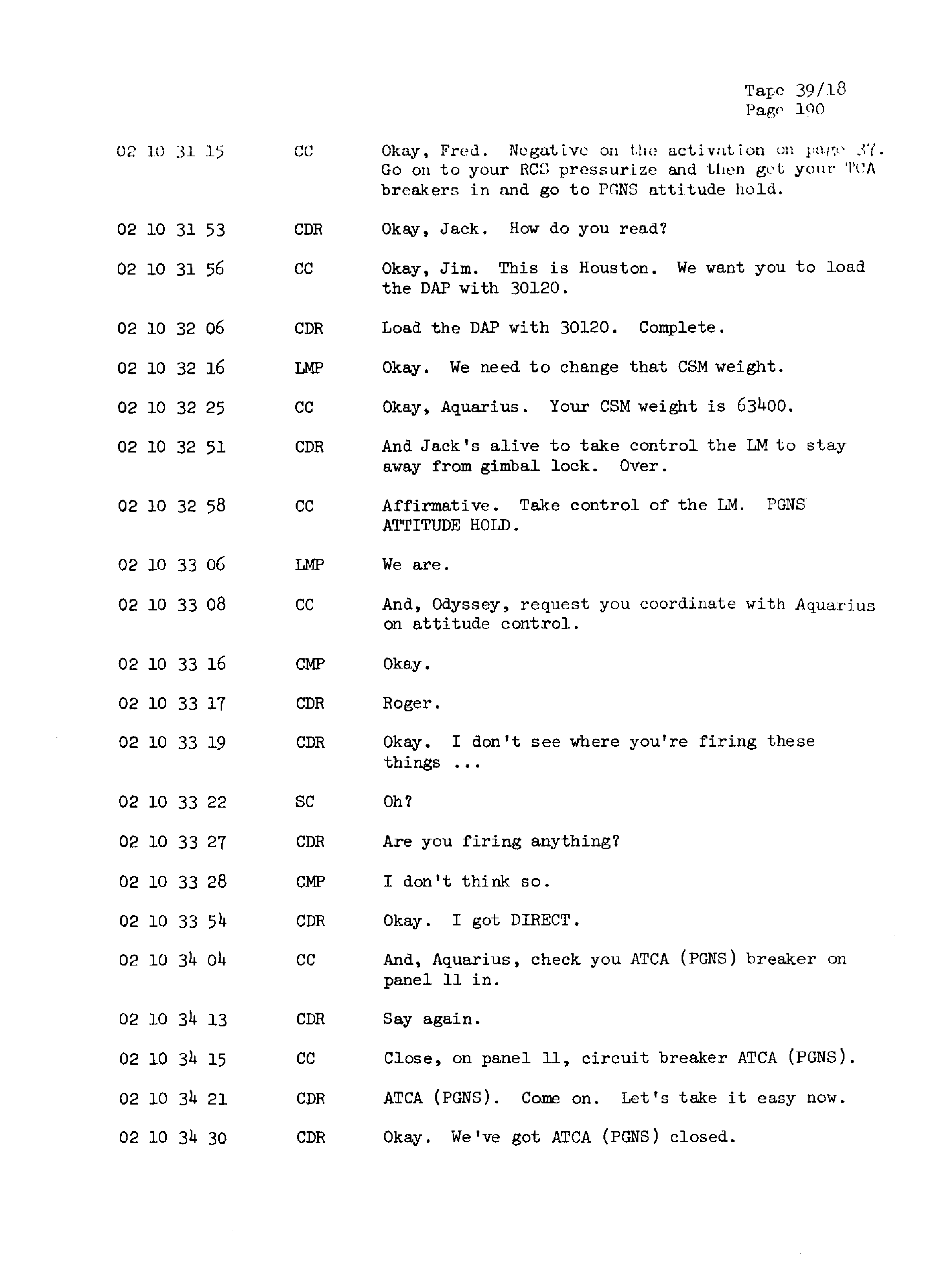 Page 197 of Apollo 13’s original transcript