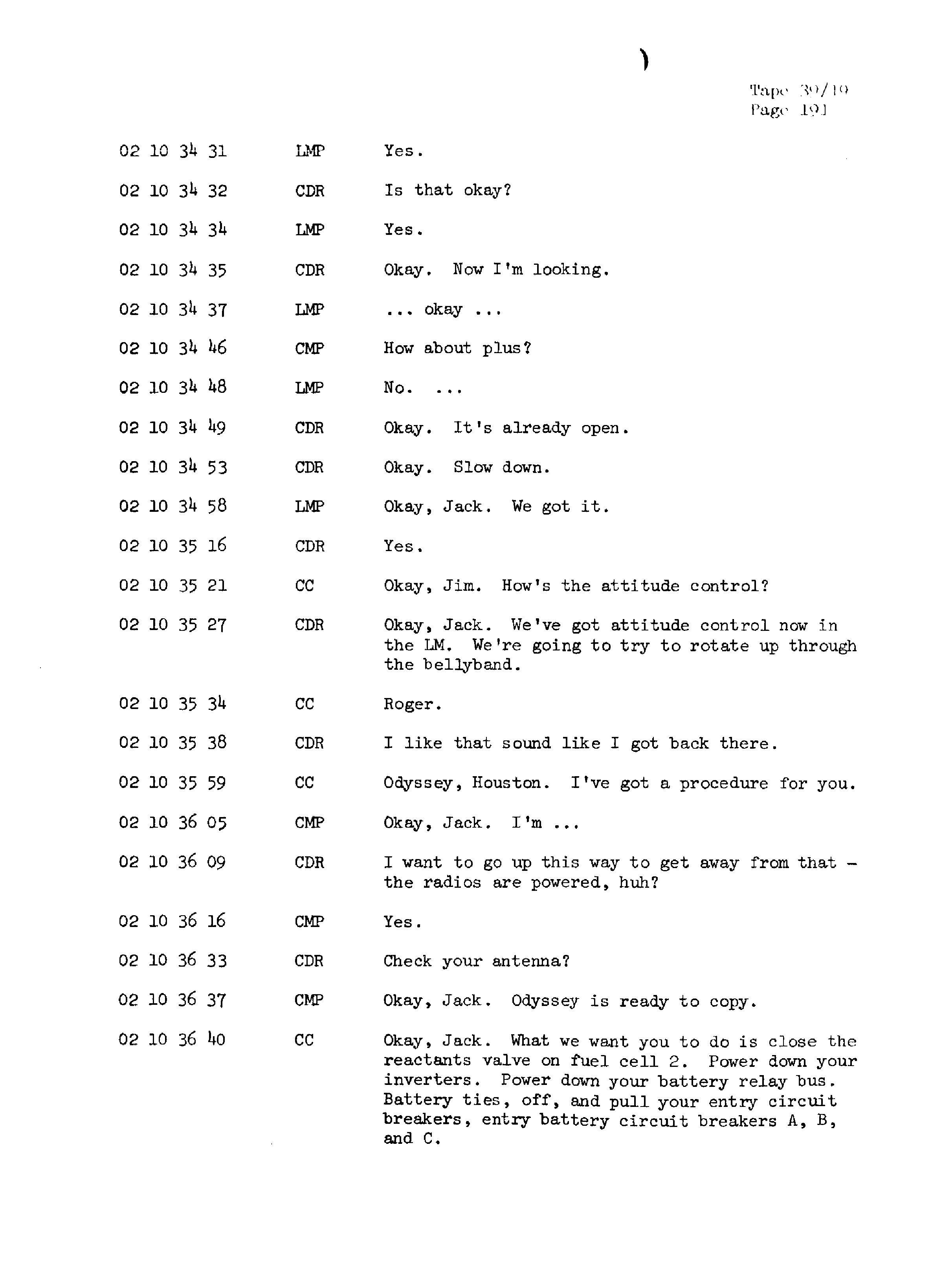 Page 198 of Apollo 13’s original transcript