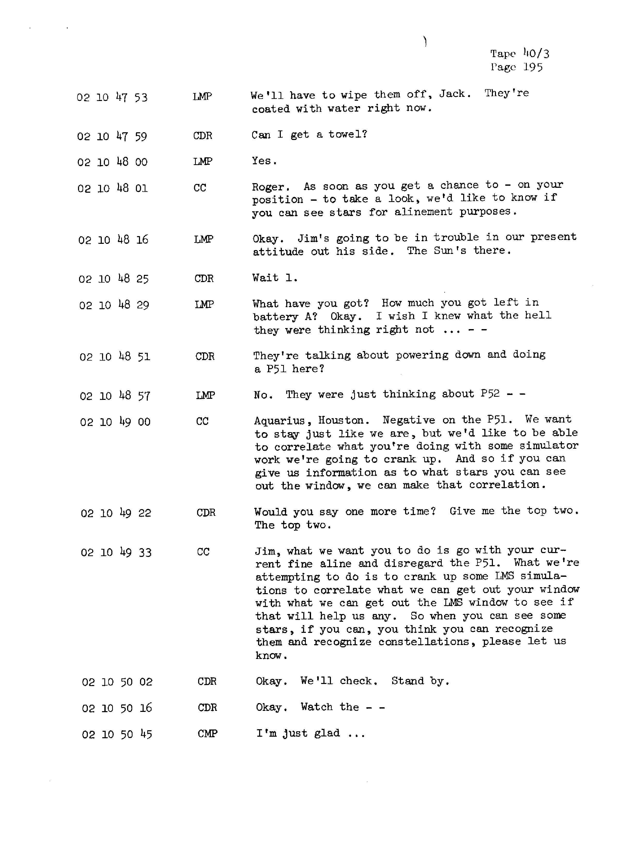 Page 202 of Apollo 13’s original transcript