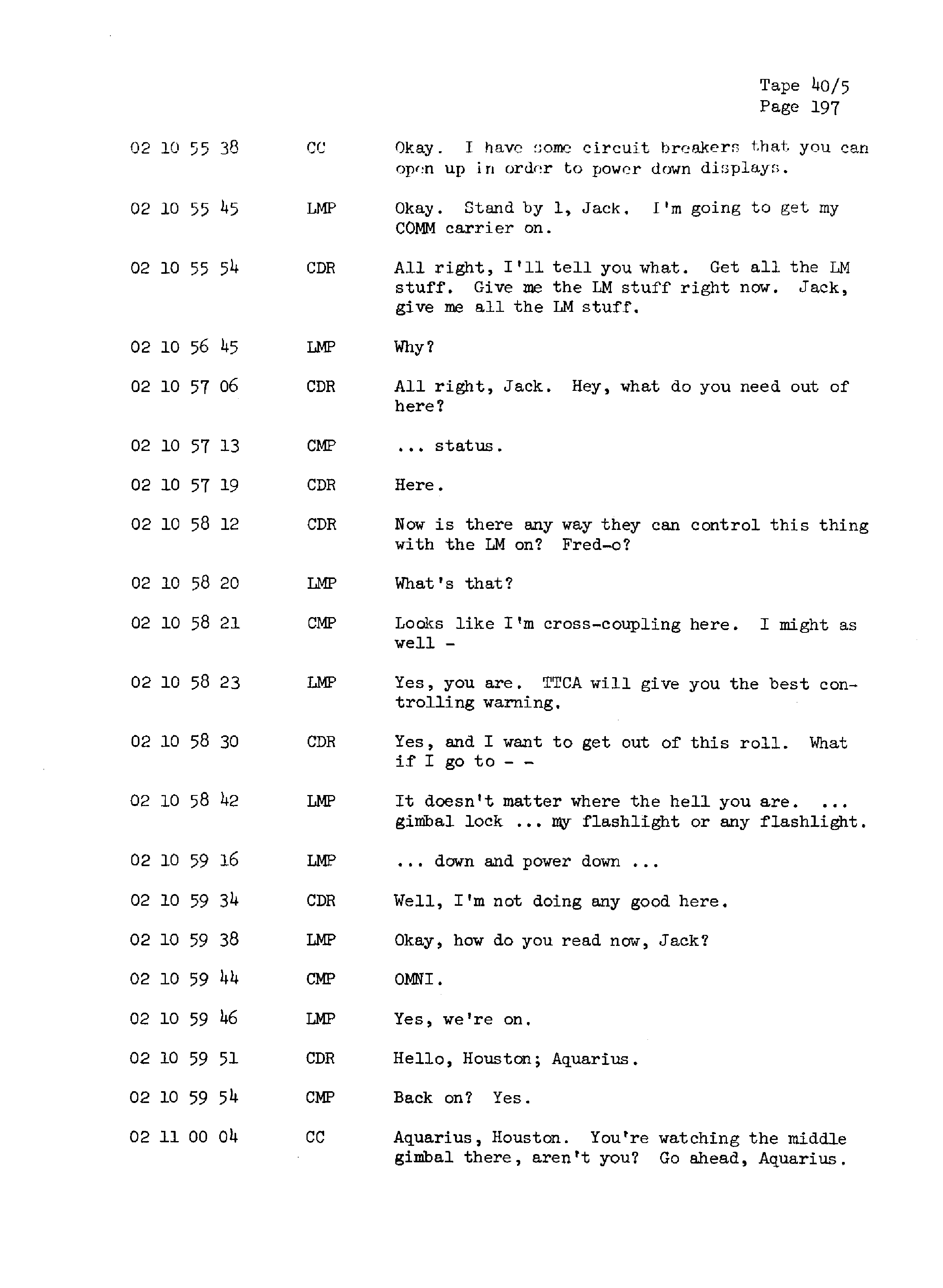 Page 204 of Apollo 13’s original transcript