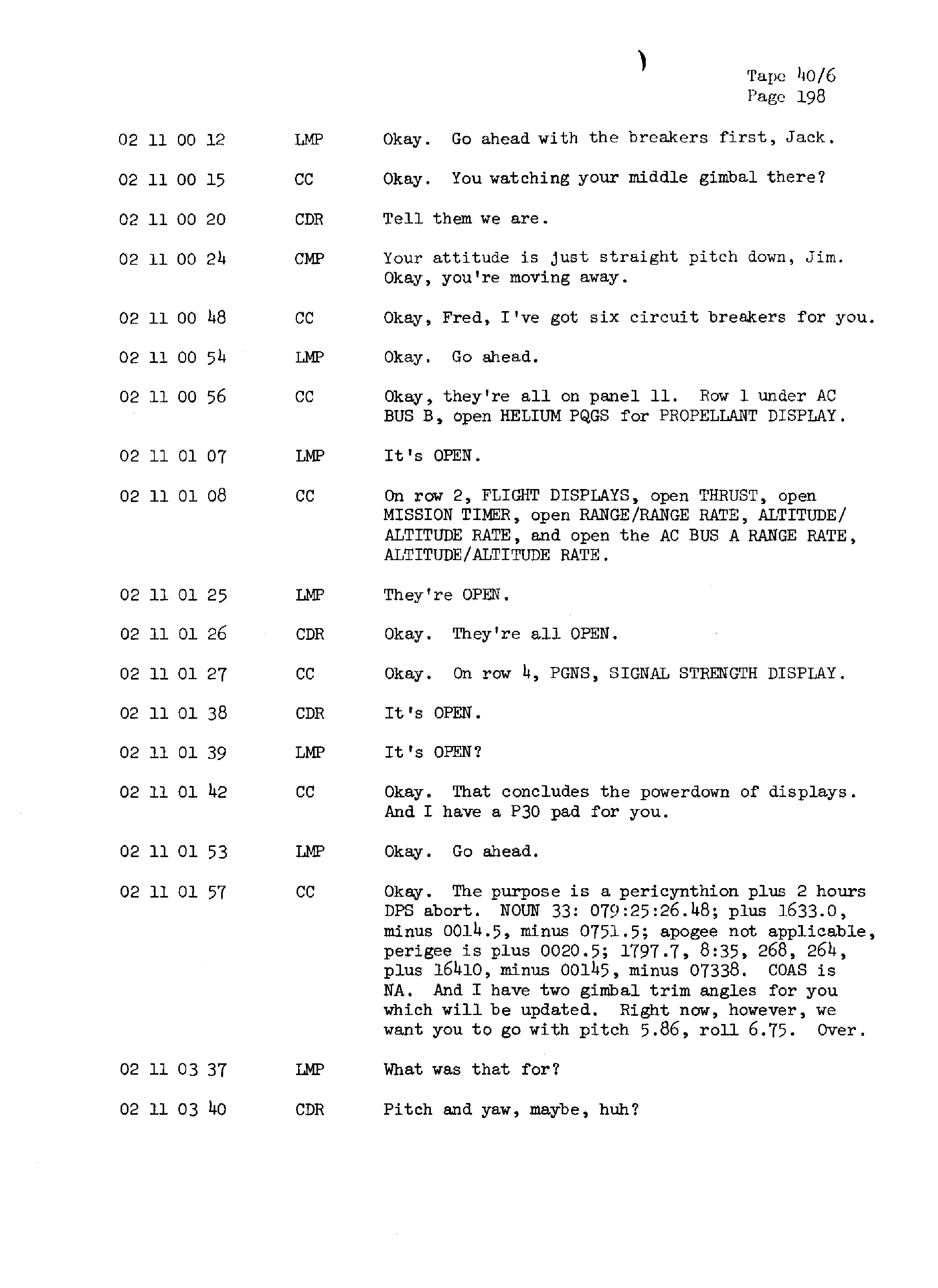 Page 205 of Apollo 13’s original transcript