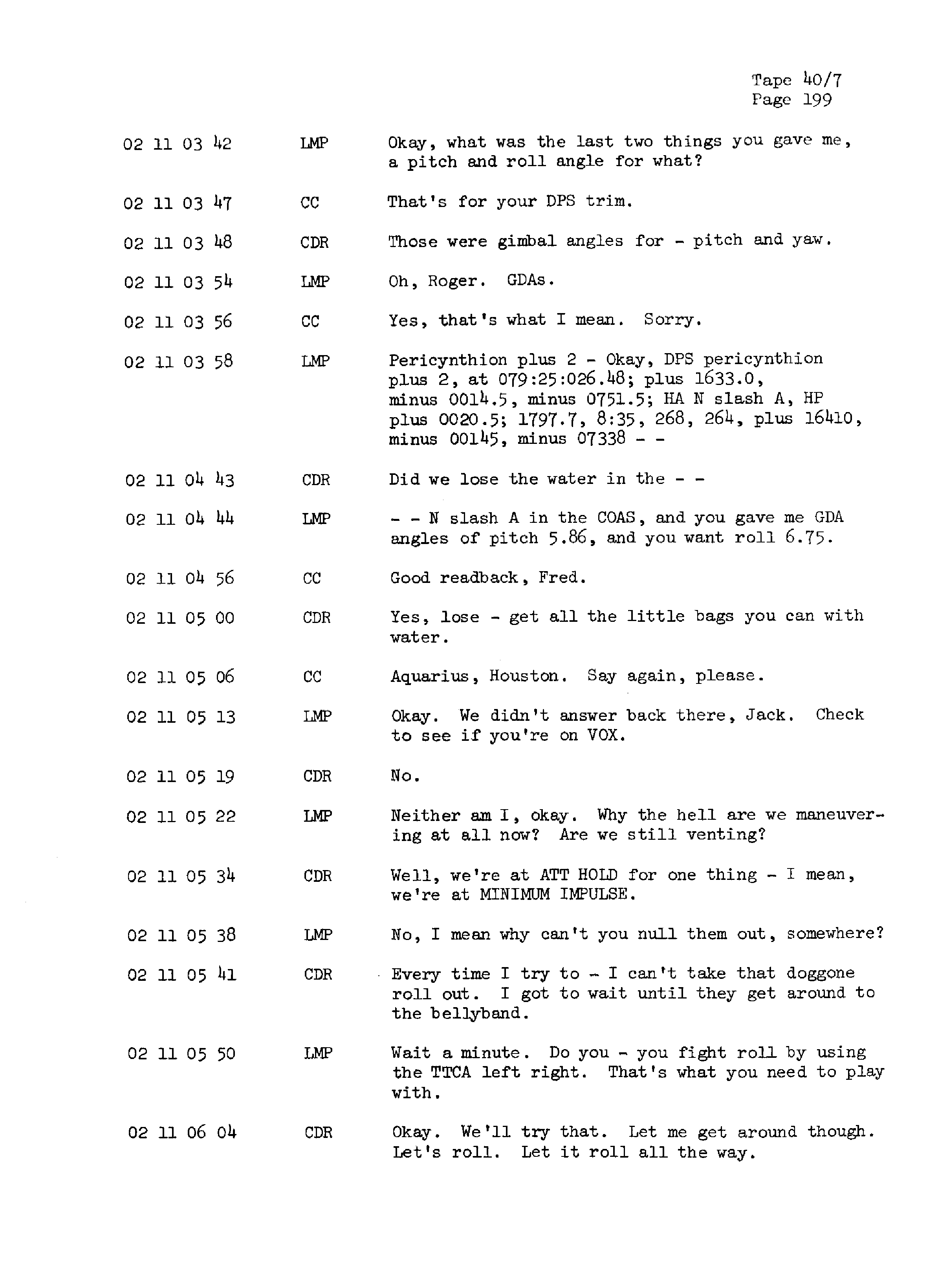 Page 206 of Apollo 13’s original transcript