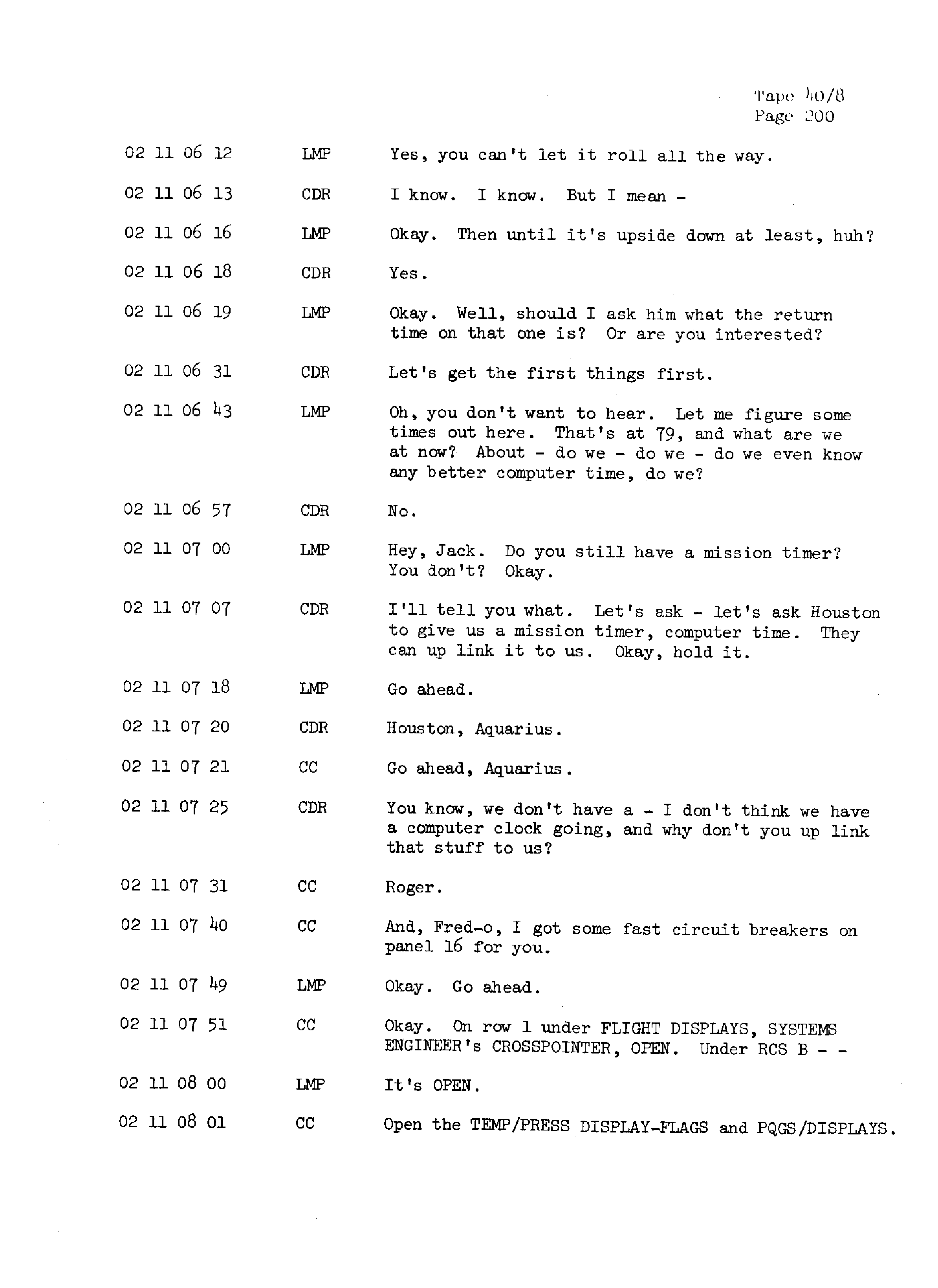 Page 207 of Apollo 13’s original transcript