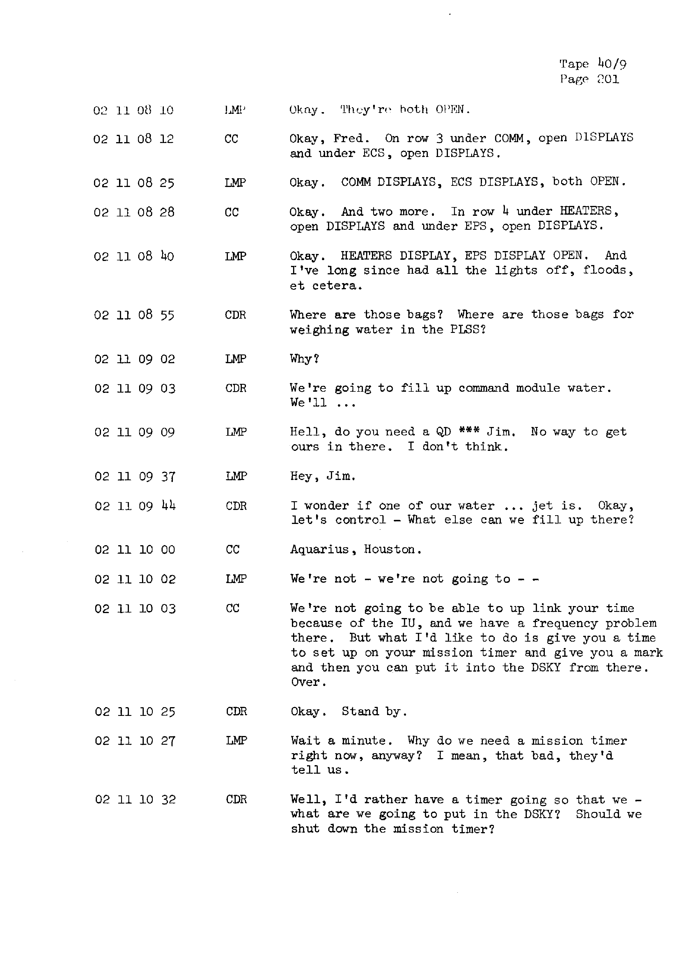 Page 208 of Apollo 13’s original transcript
