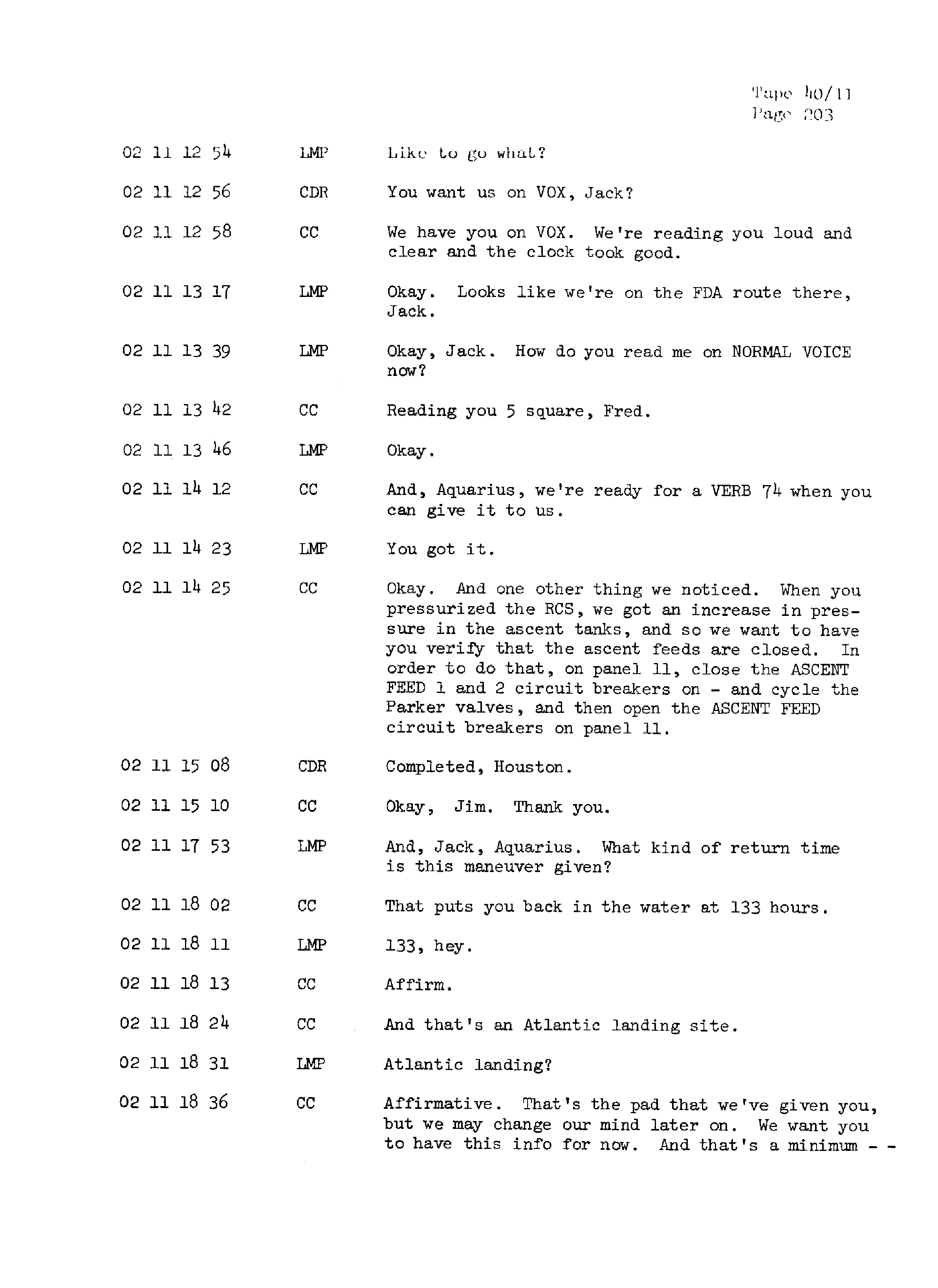 Page 210 of Apollo 13’s original transcript
