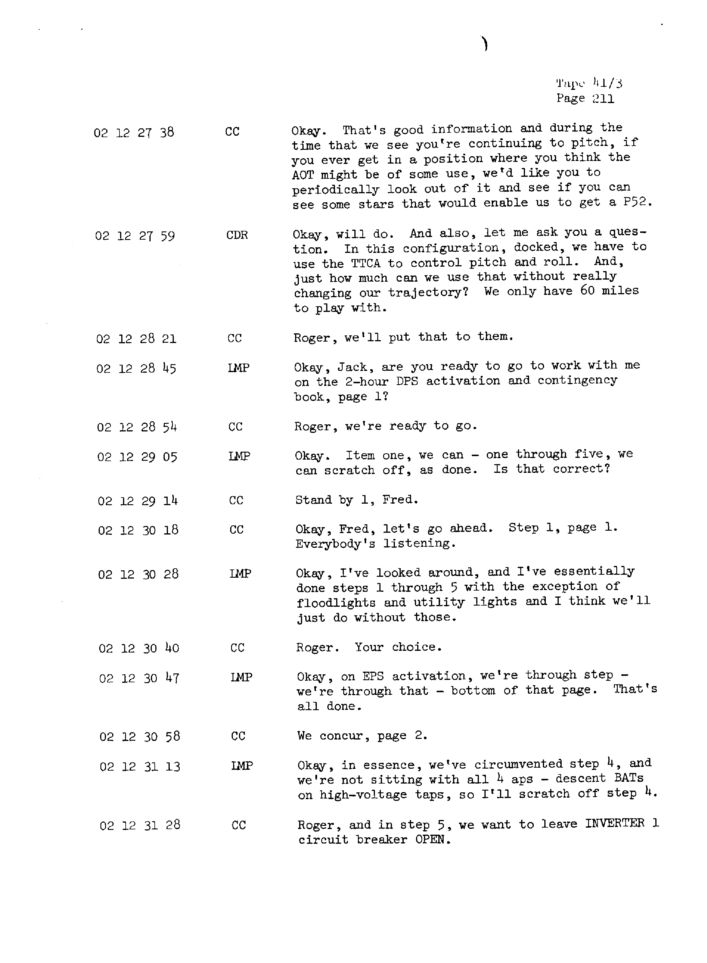 Page 218 of Apollo 13’s original transcript
