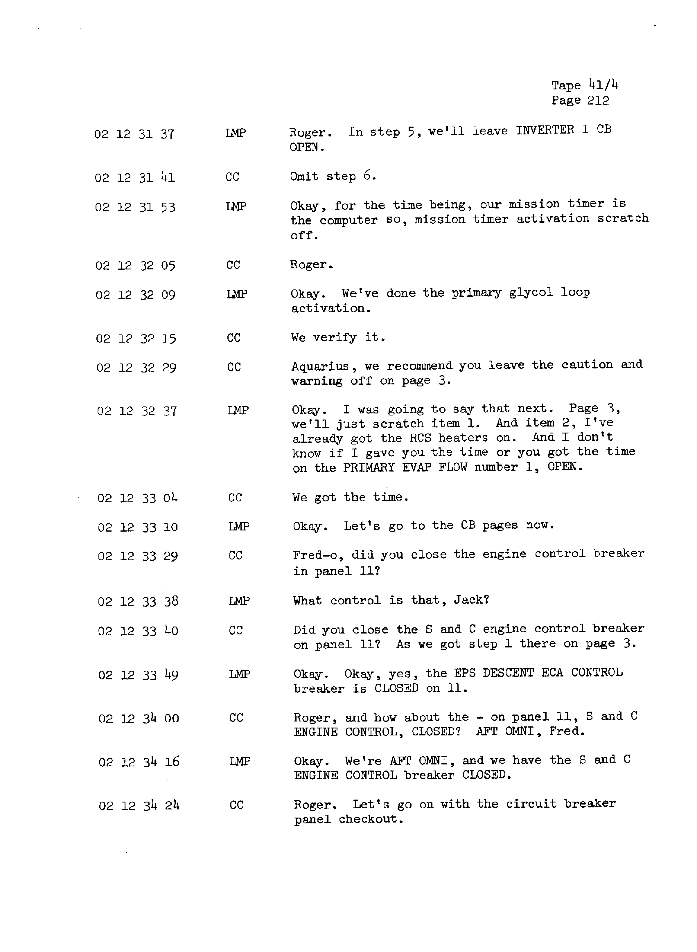 Page 219 of Apollo 13’s original transcript