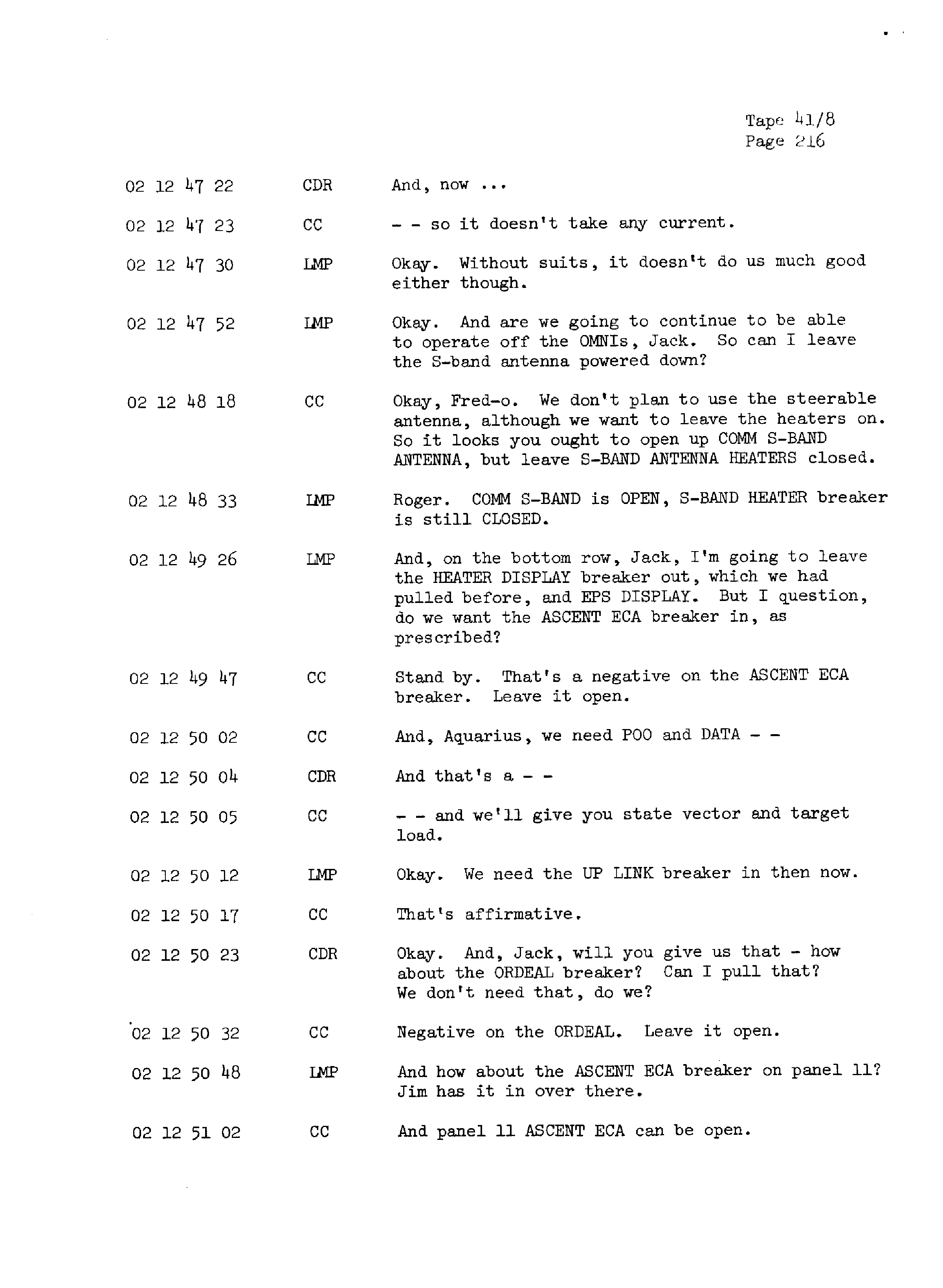 Page 223 of Apollo 13’s original transcript