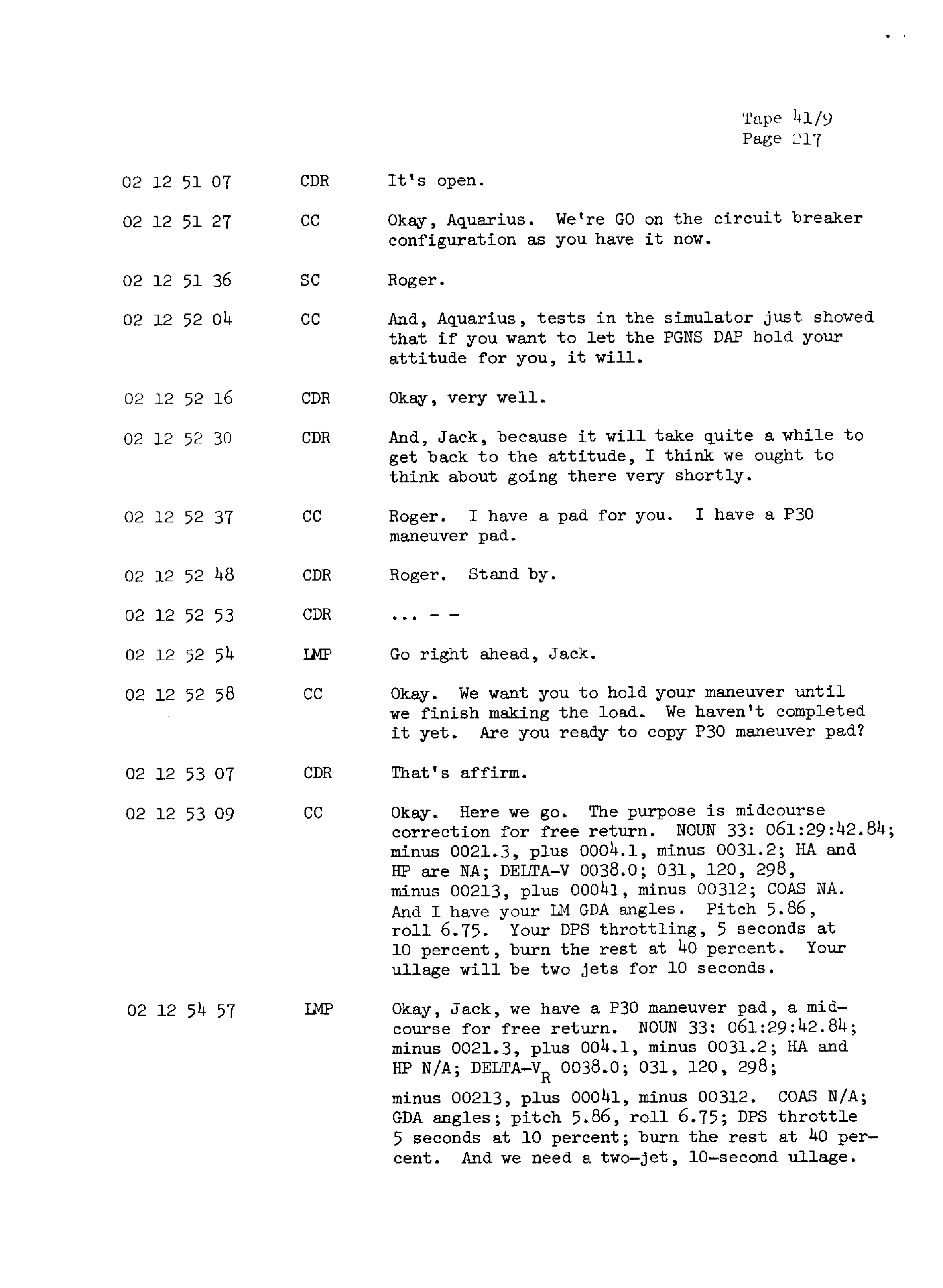 Page 224 of Apollo 13’s original transcript