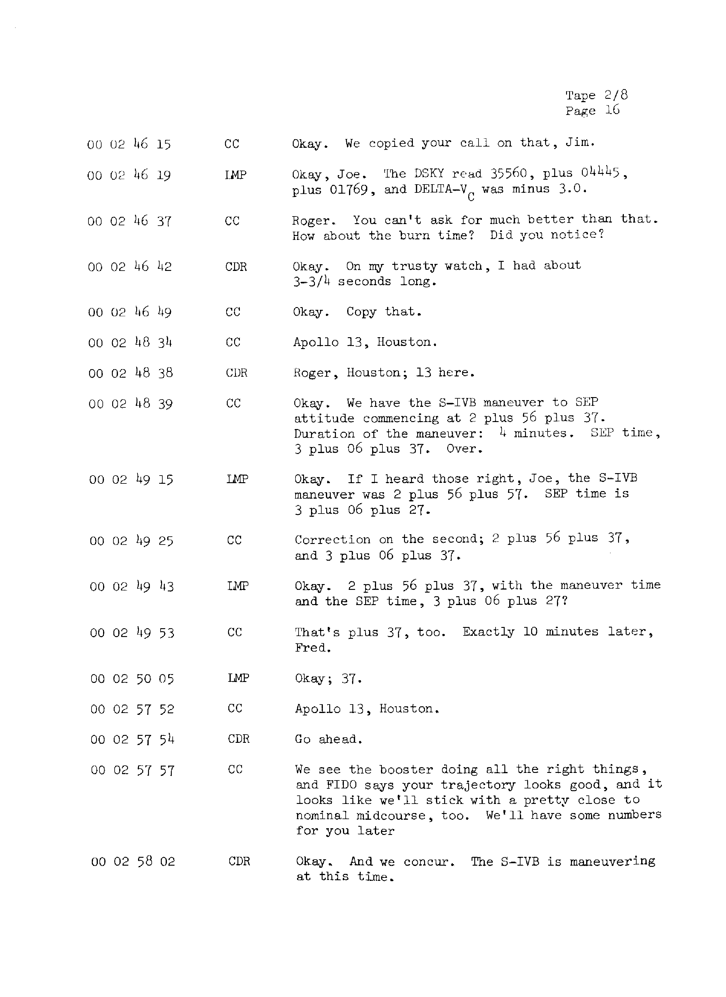 Page 23 of Apollo 13’s original transcript